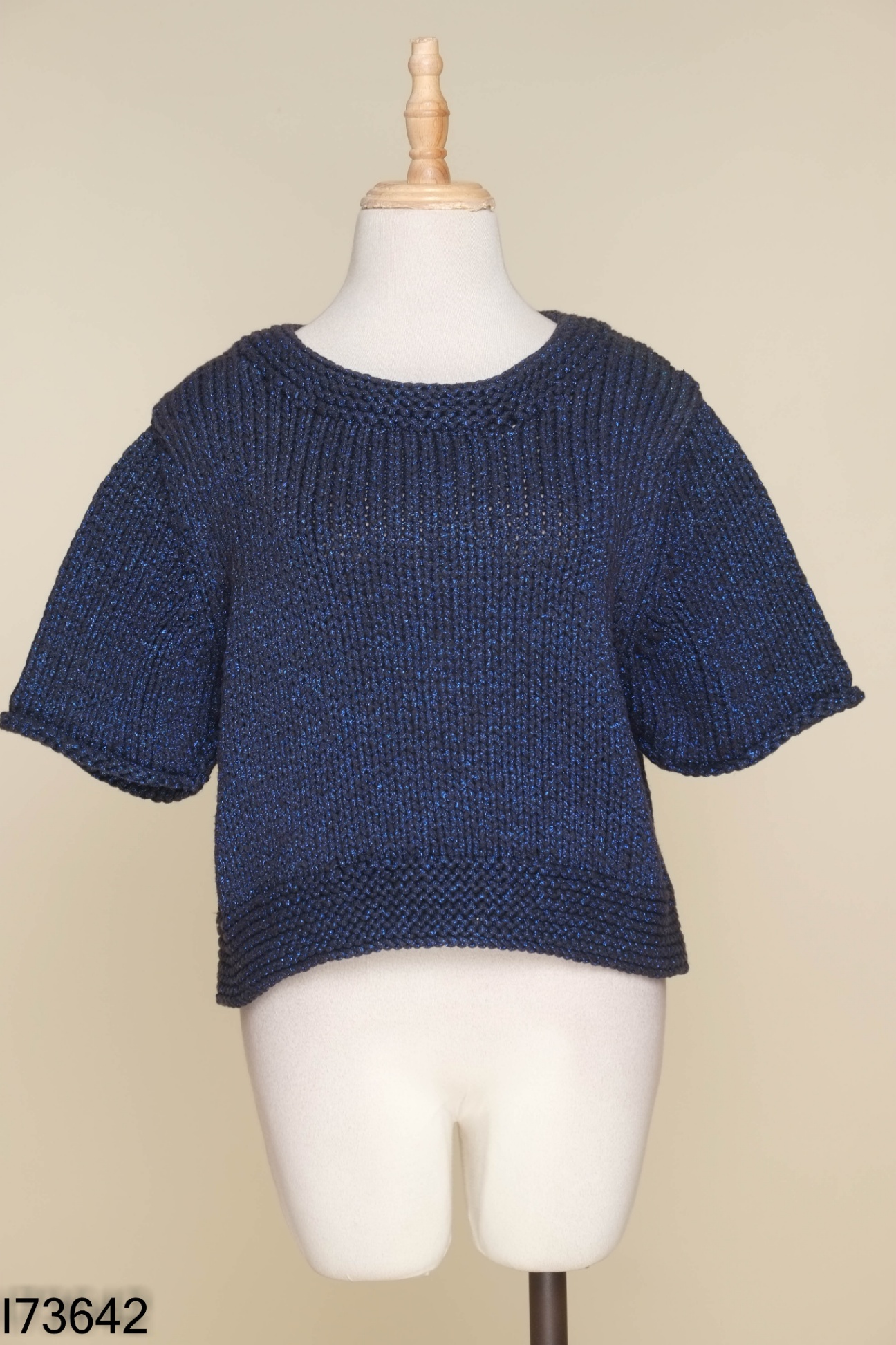 Áo HM len xám ánh nhũ xanh