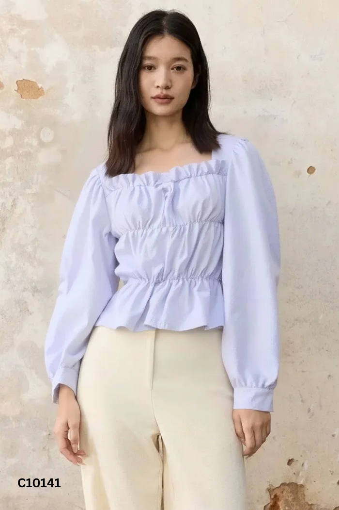 Áo croptop JOY xanh ống tay dài