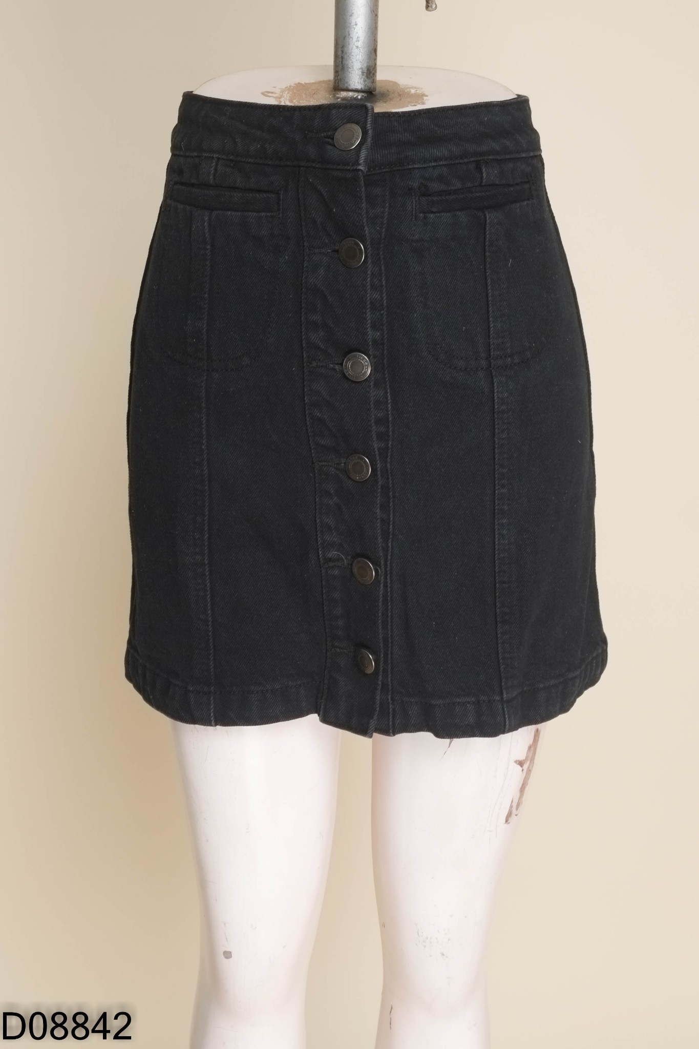 Chân váy TÍ NGOAN jeans đen phối khuy