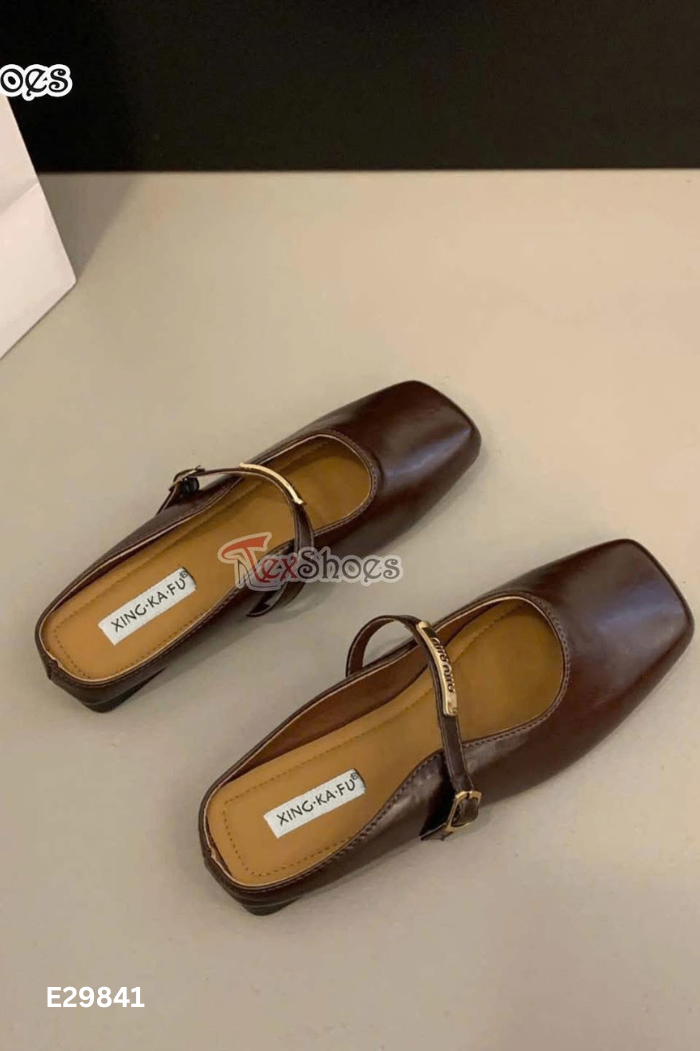 Giày bệt nâu mũi vuông