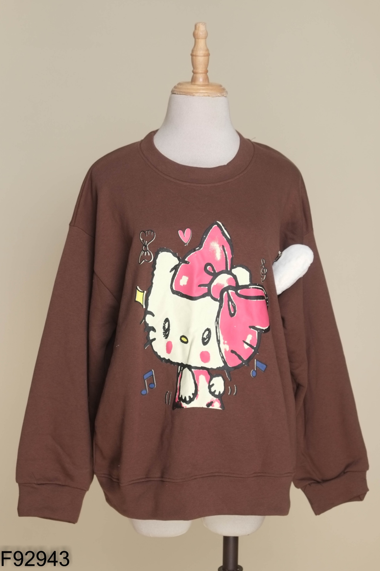 NEWTAG áo sweater nâu in hình