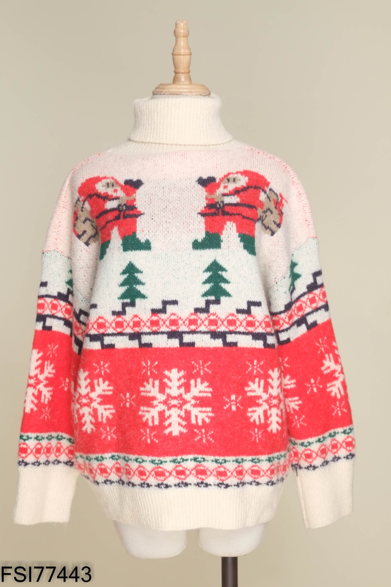 Áo len be cổ cao họa tiết noel