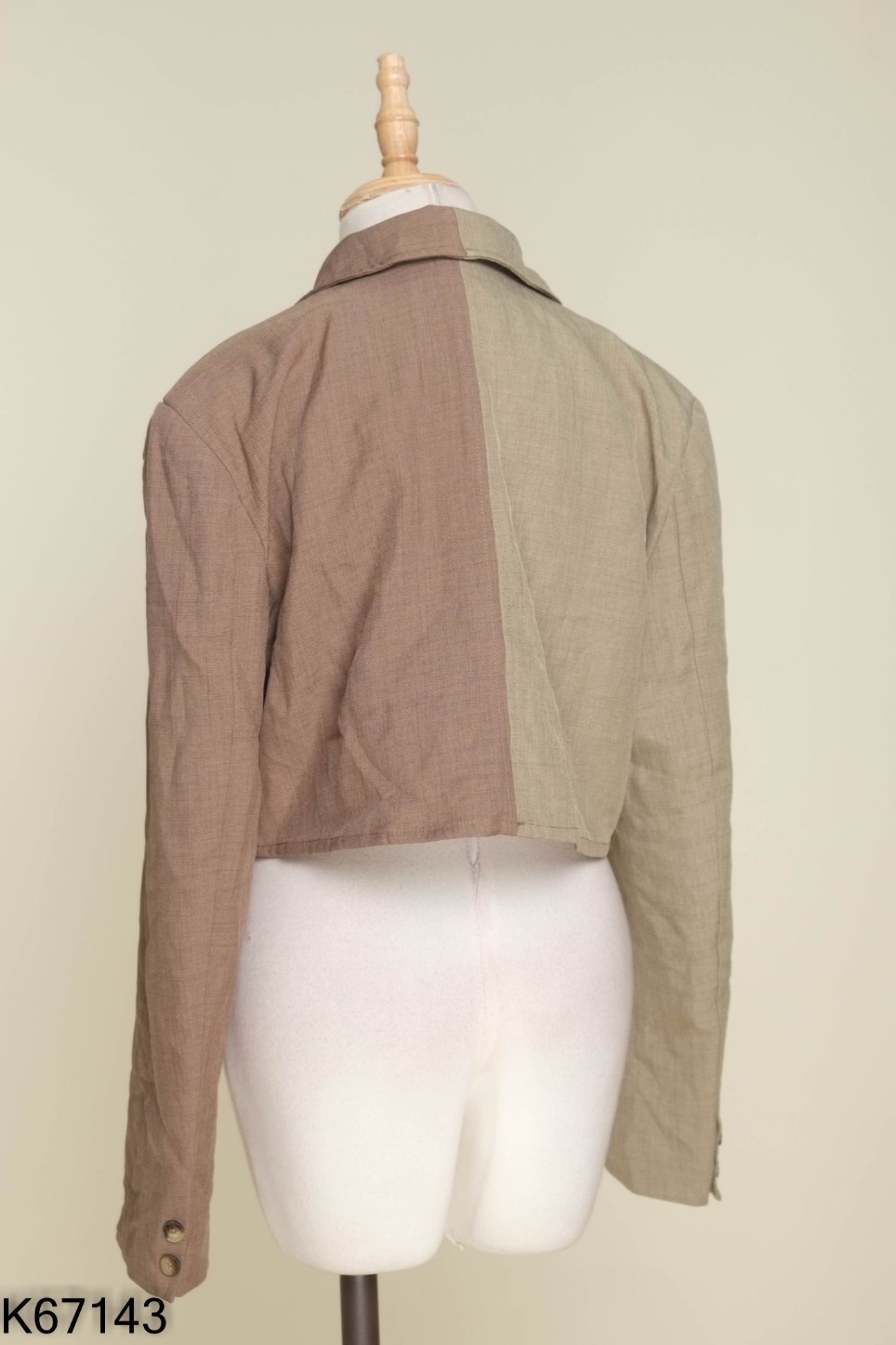 Áo vest croptops hai màu xanh nâu