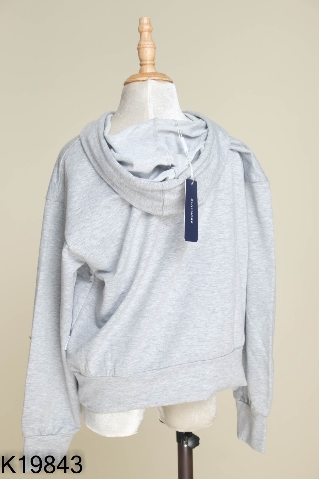 NEWTAG Áo hoodie CLAY MORE xám mũ liền