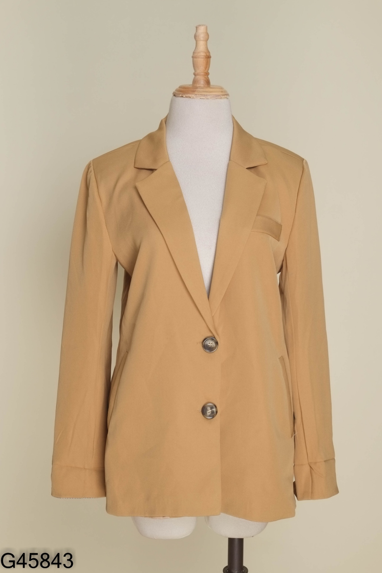 Blazer nâu trơn 2 khuy