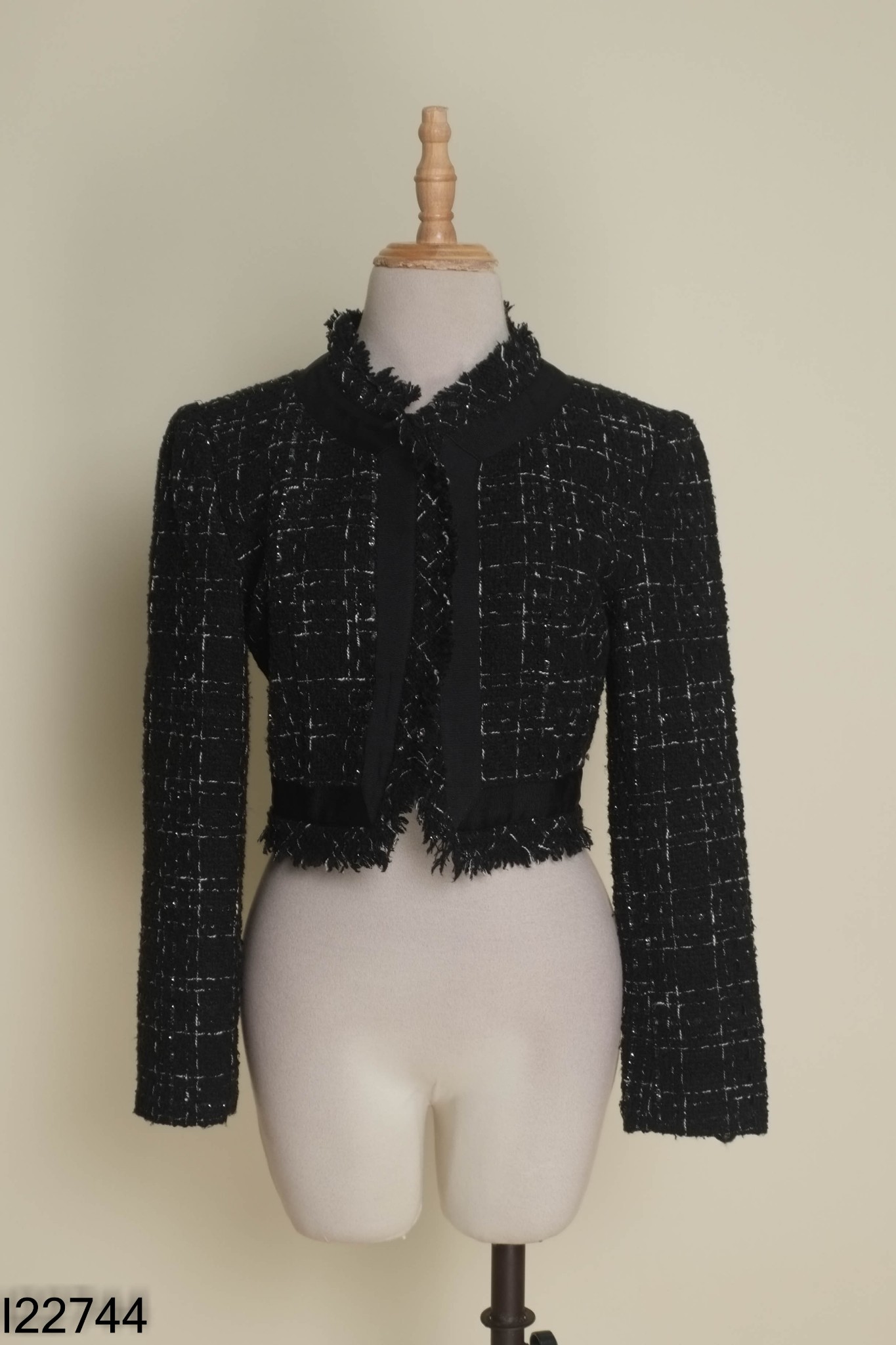 Áo SEVEN AM đen dạ tweed