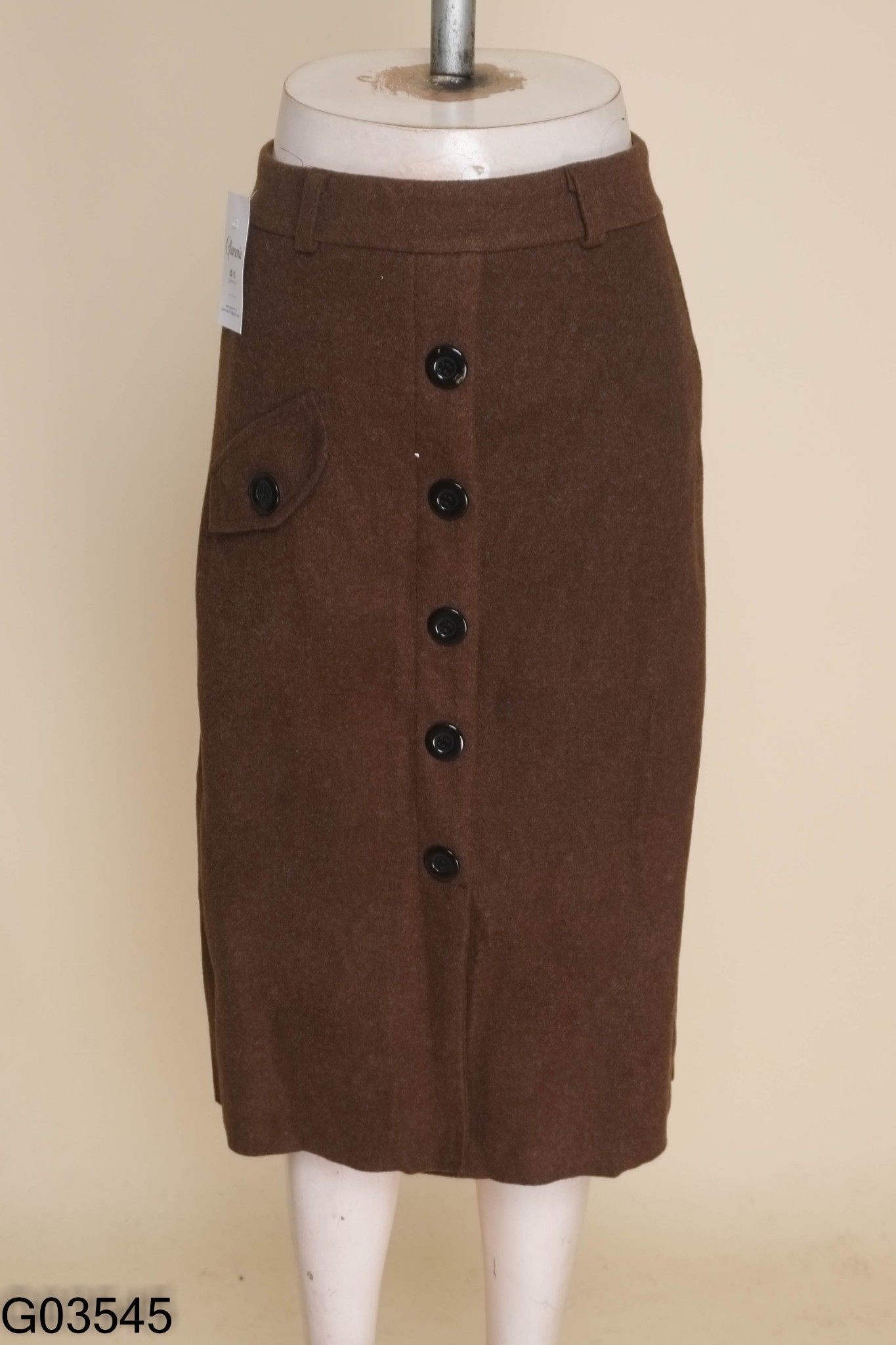 Chân váy dạ nâu cúc