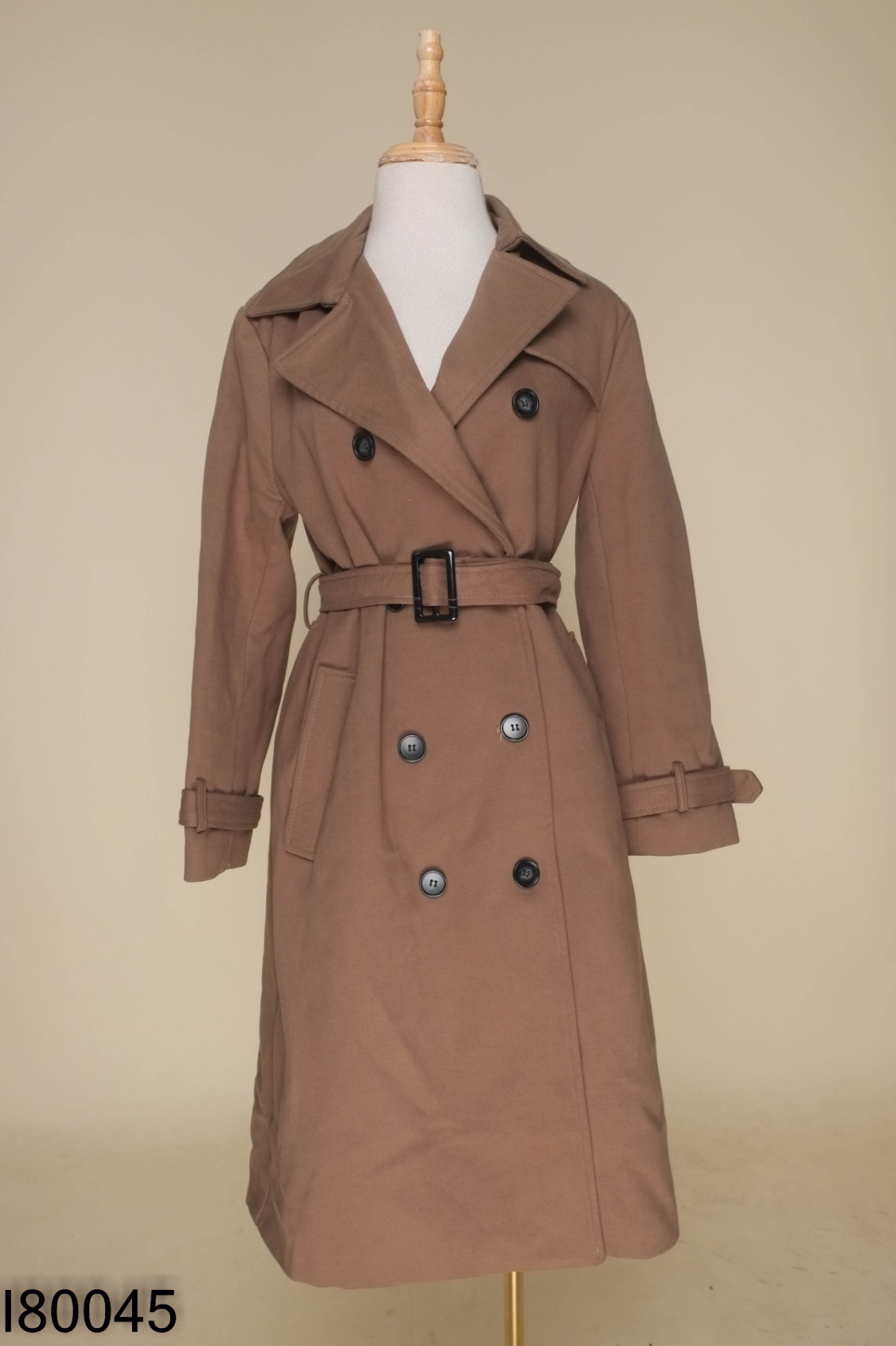 Áo khoác BOYABAODIAN nâu phối cúc kèm đai