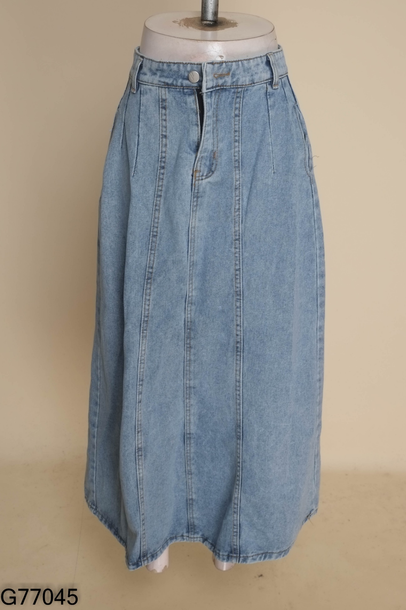 Chân váy jeans xanh trơn