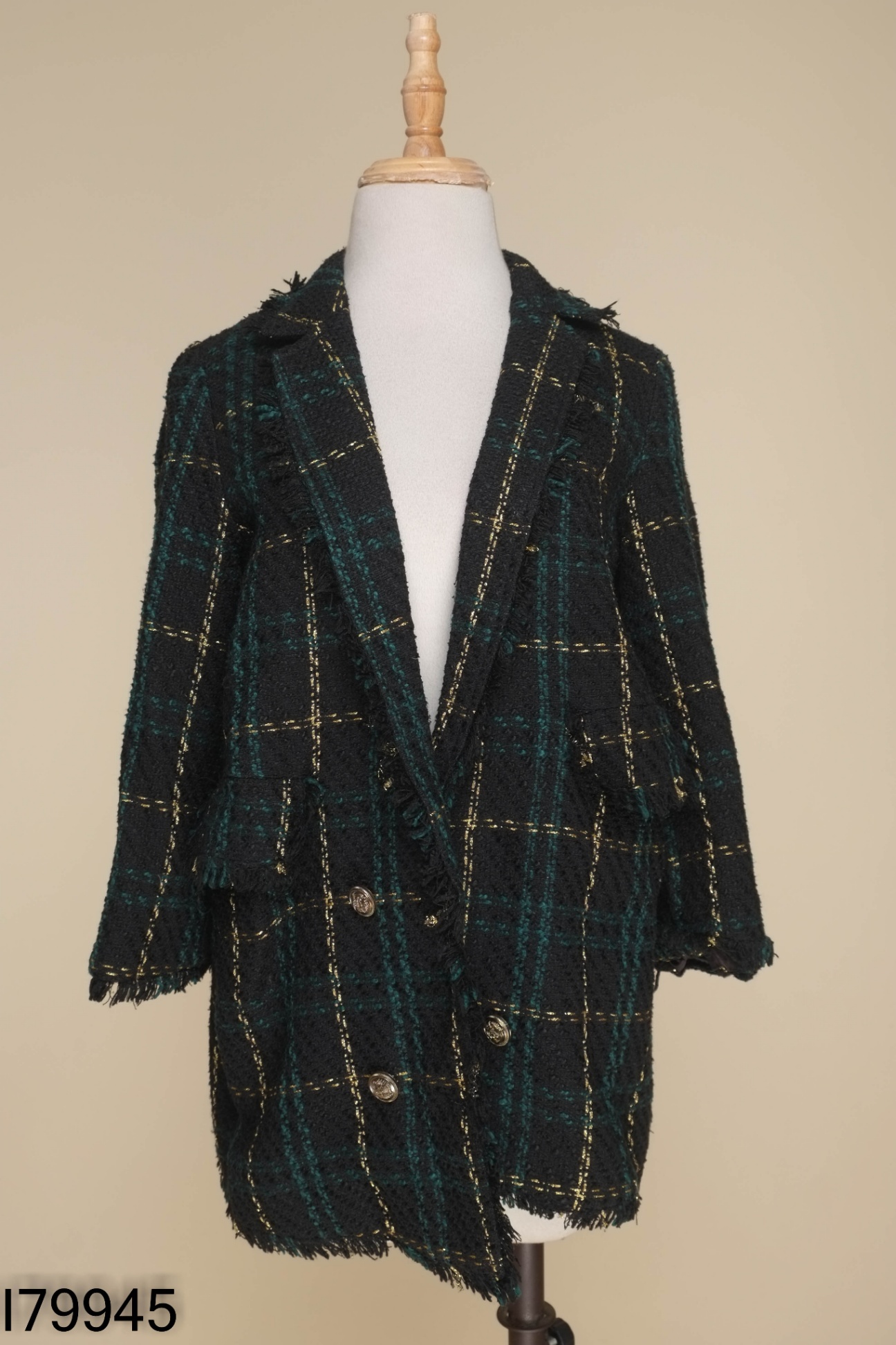 Áo khoác dạ JM đen kẻ caro xanh vàng