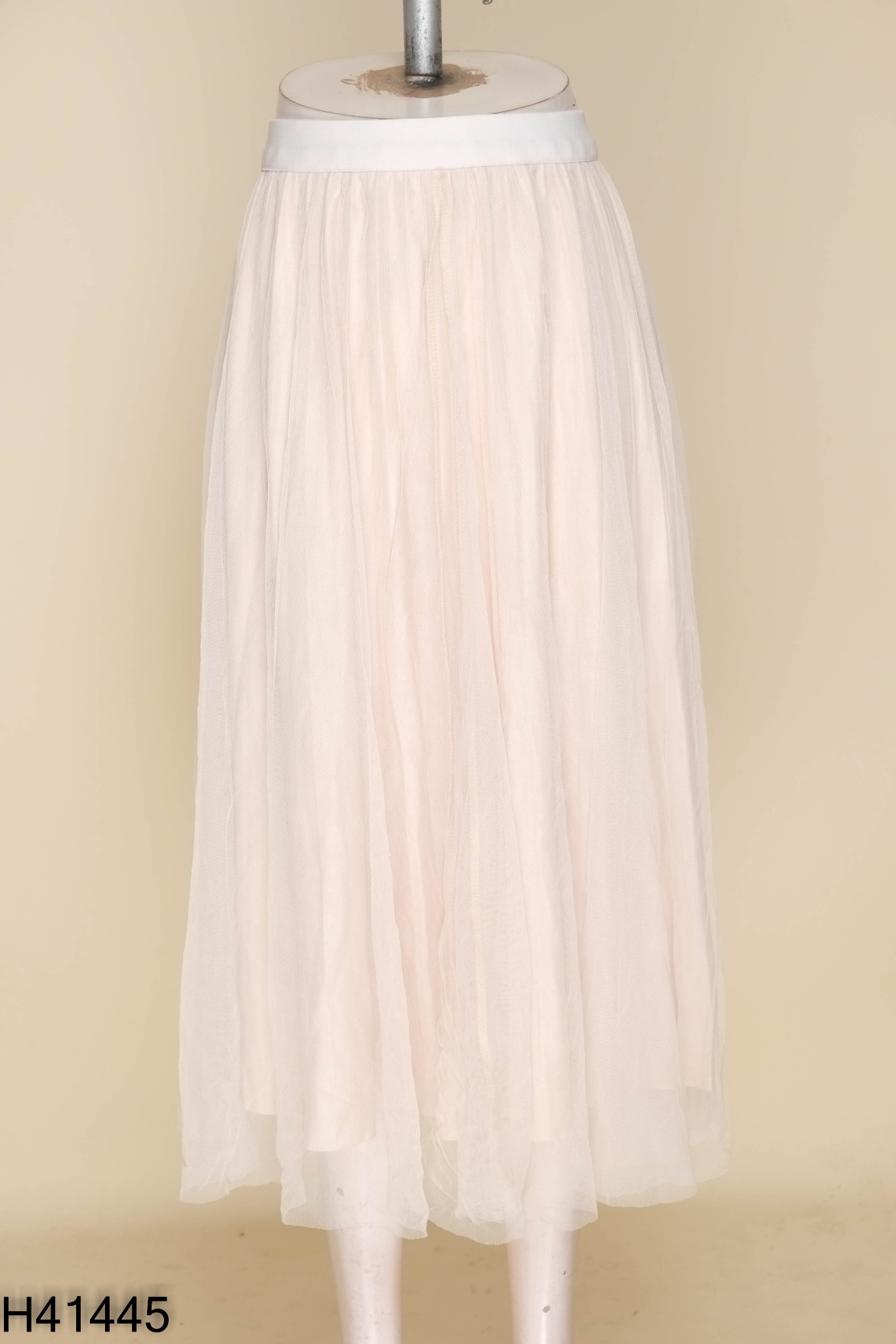 Chân váy lưới be cạp chun