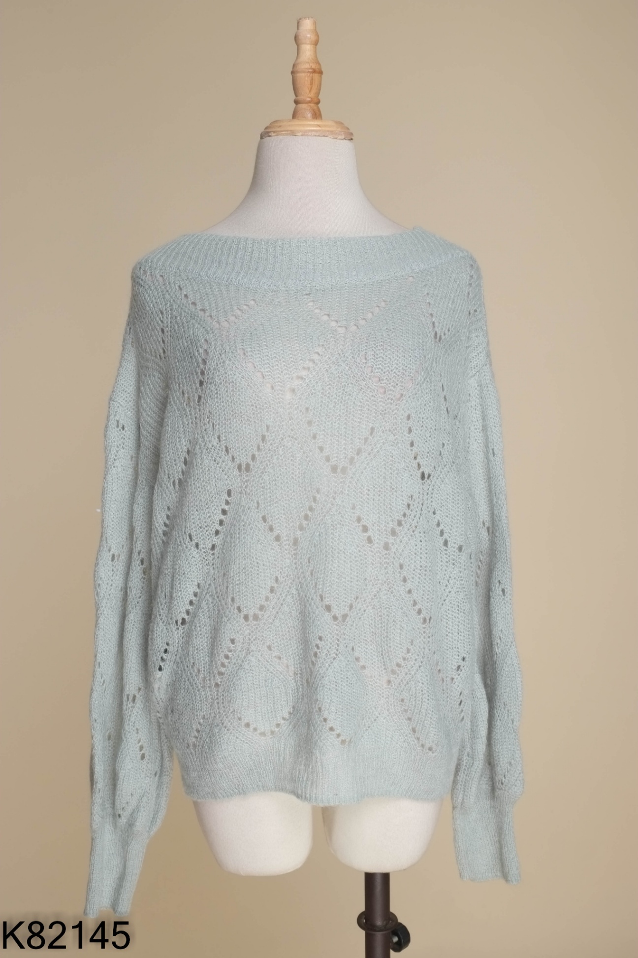 Áo MANGO len xanh lỗ