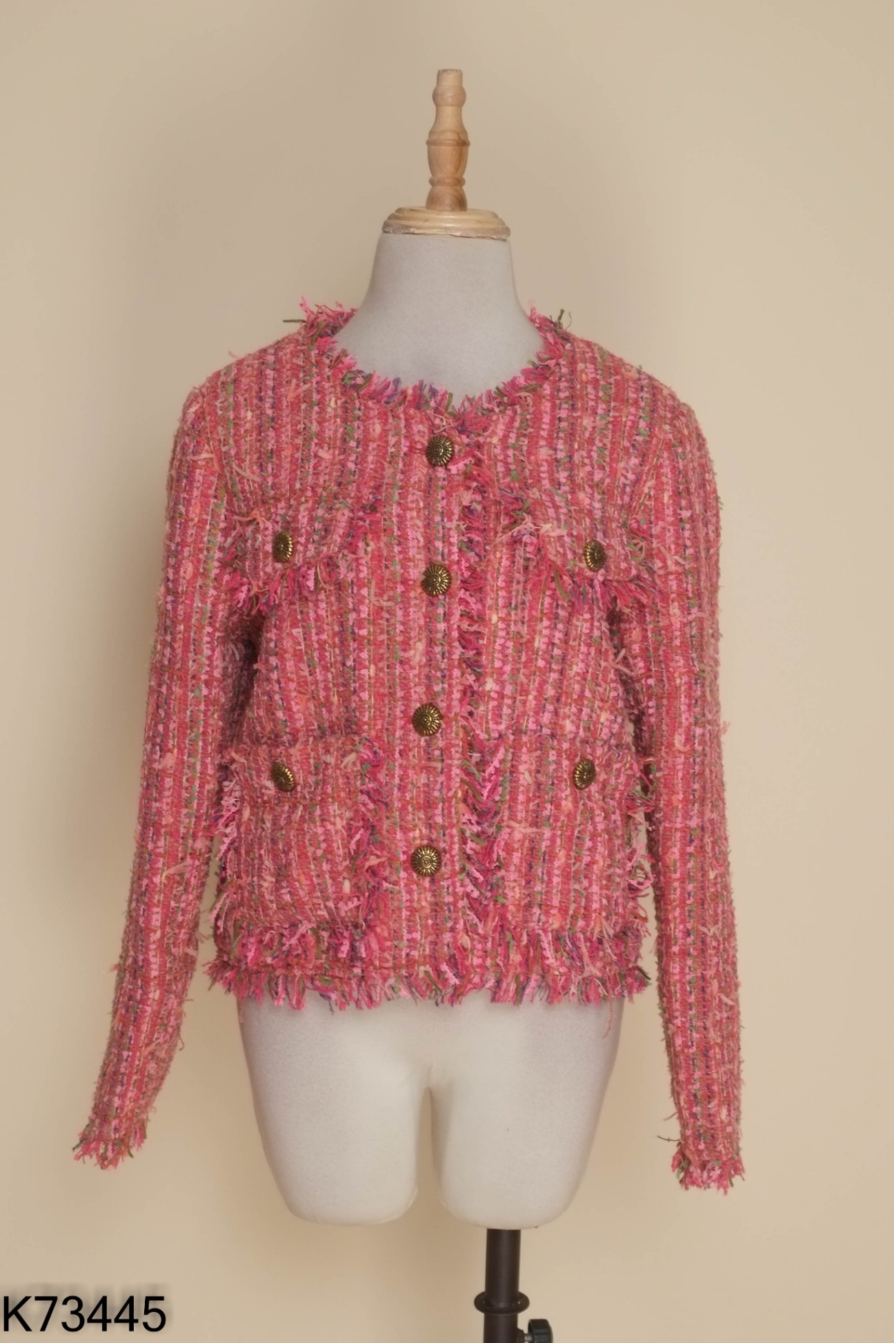 Áo dạ hồng cúc vàng