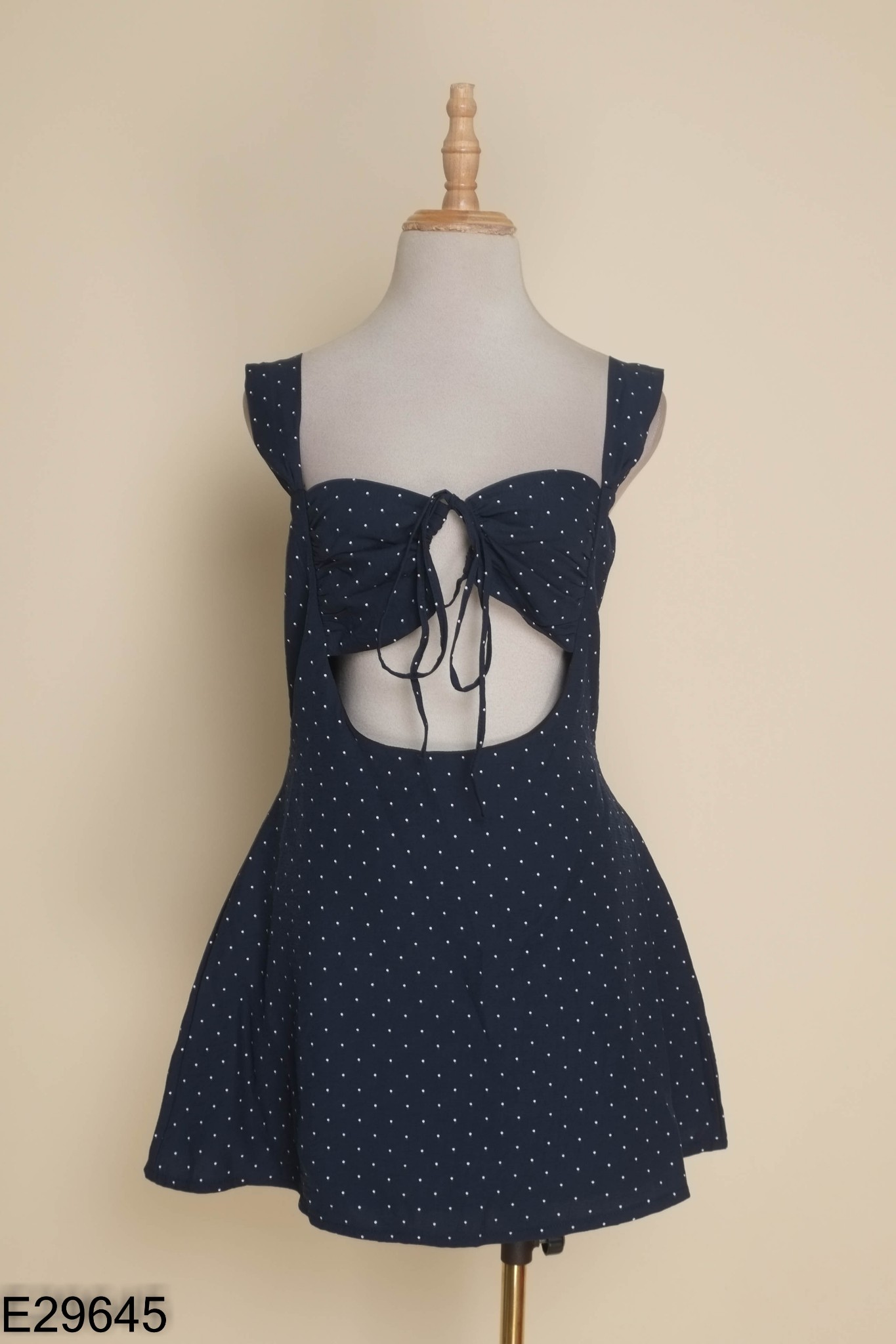 NEWTAG Váy xanh than NAOMI chấm bi'