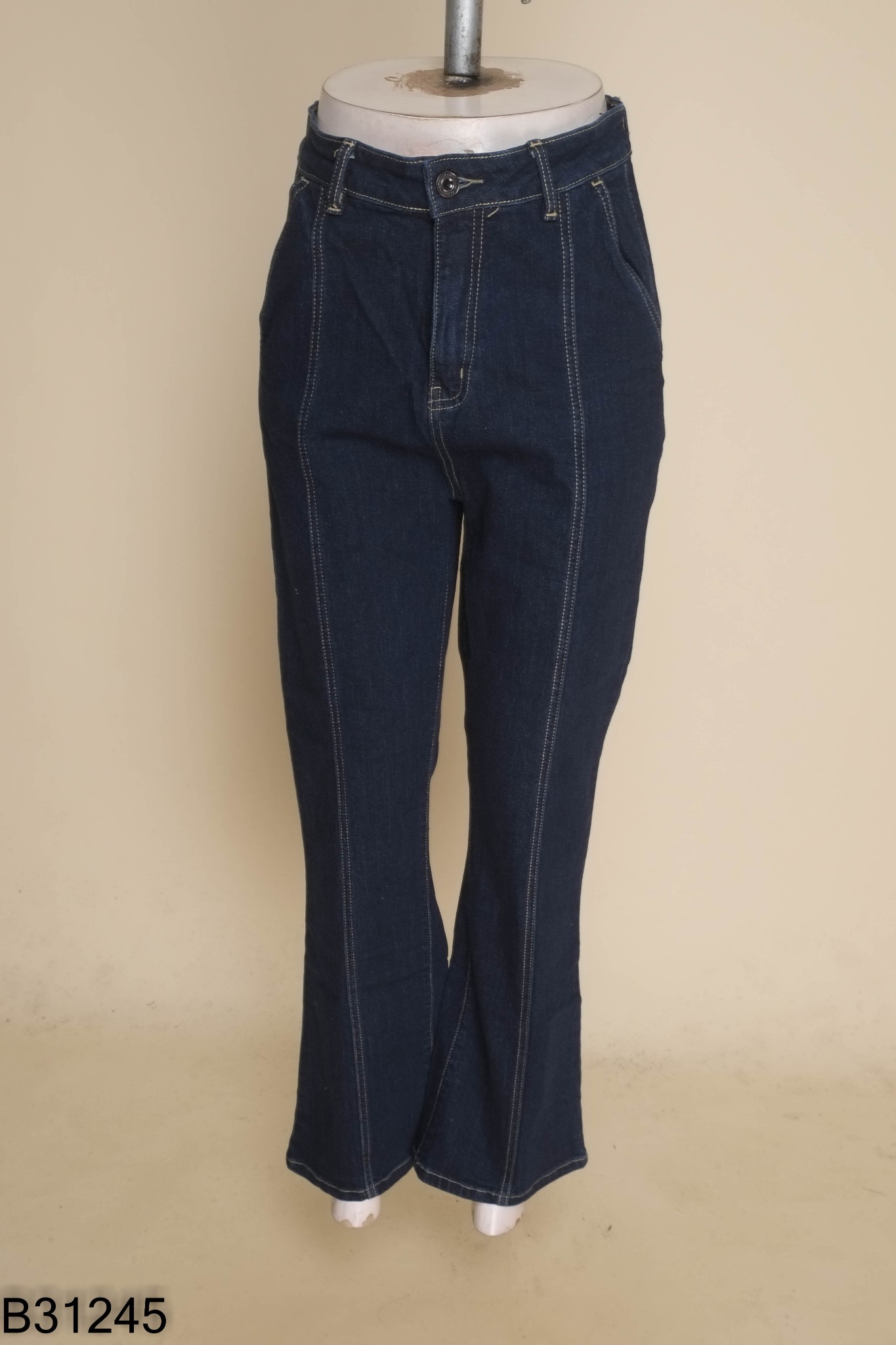 Quần jeans ELISE xanh gân giữa