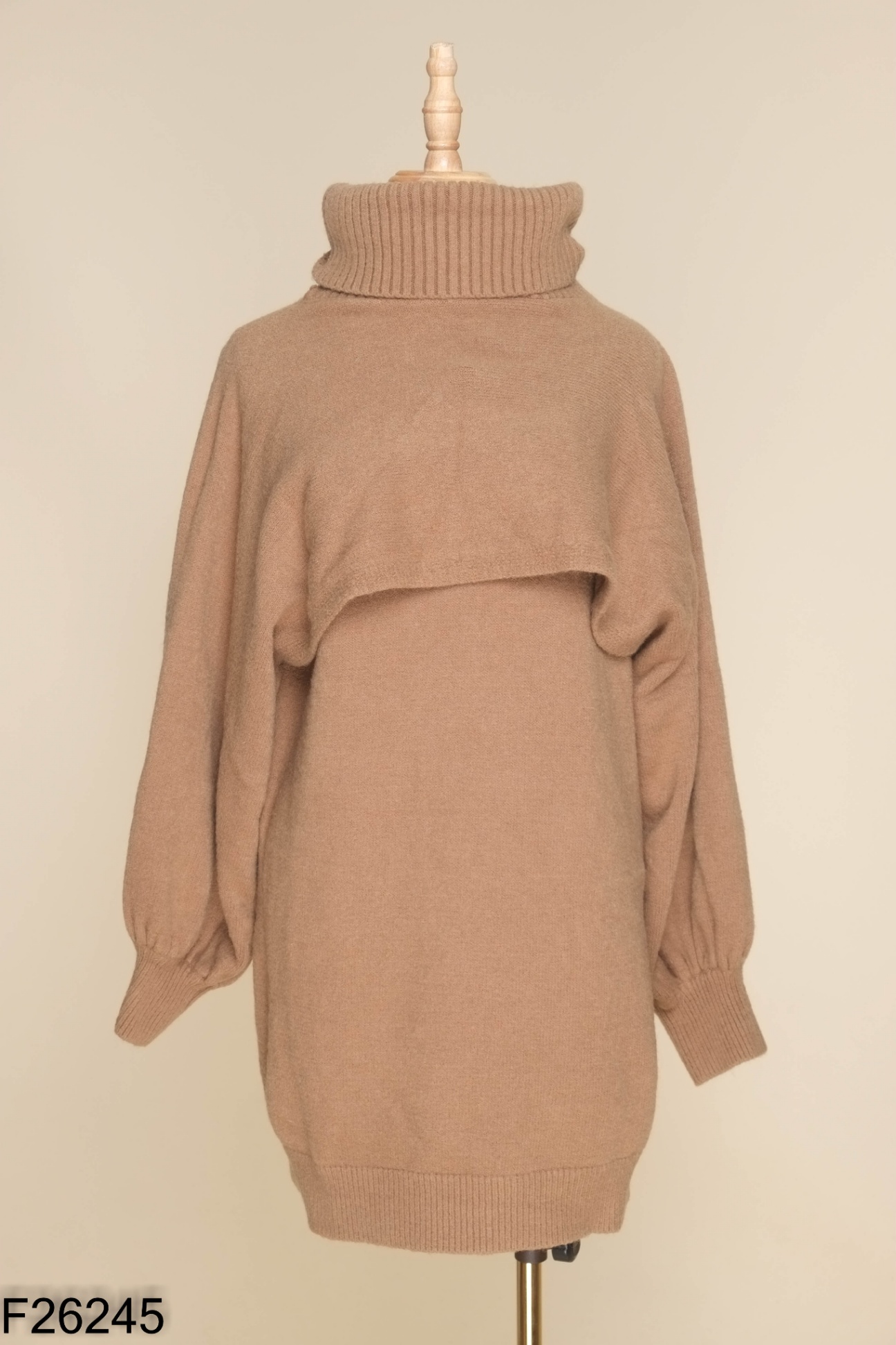 Set áo len nâu cổ cao