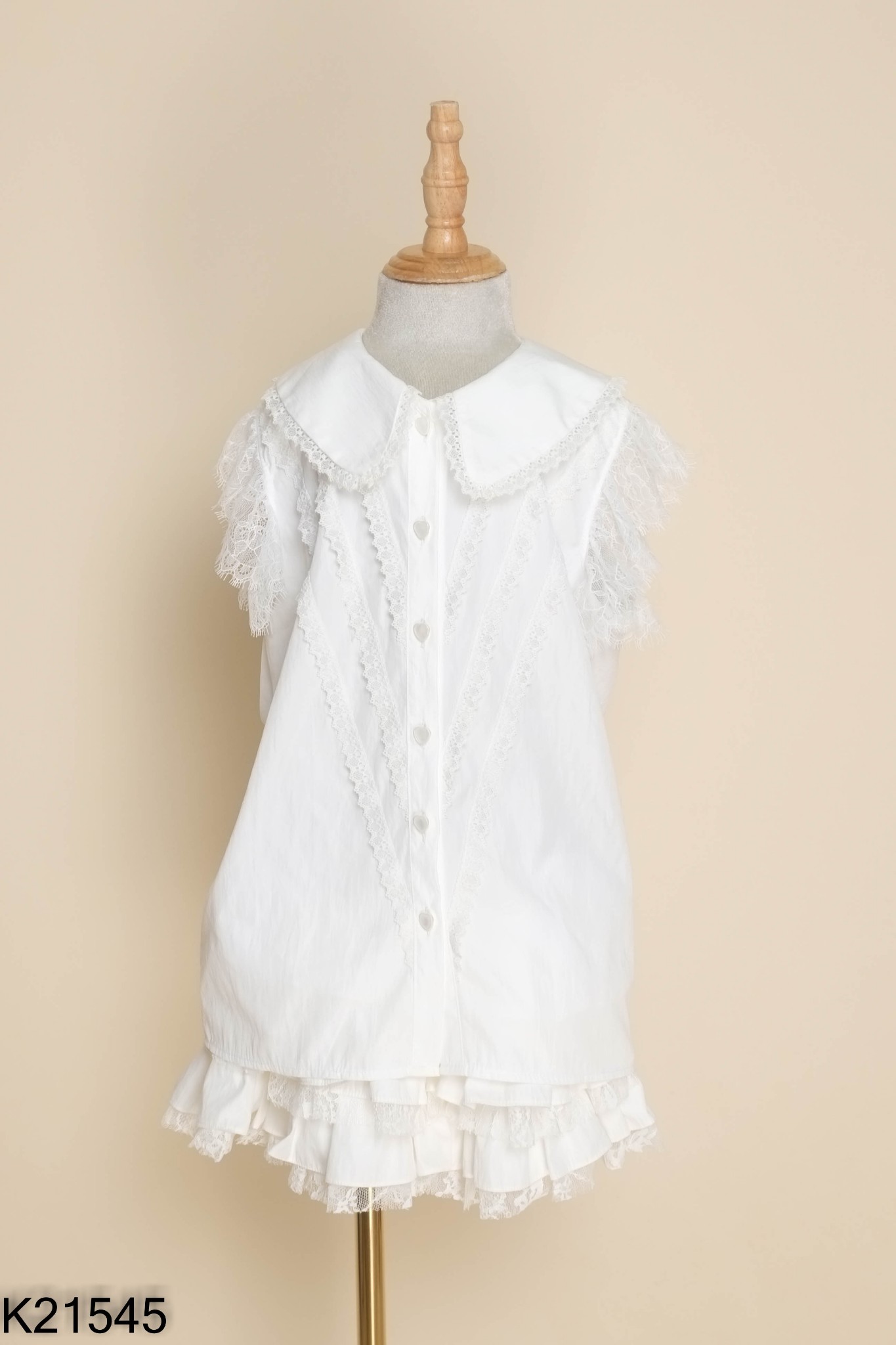 Set Áo trắng HIHIHEHE phối ren + chân váy KIDS