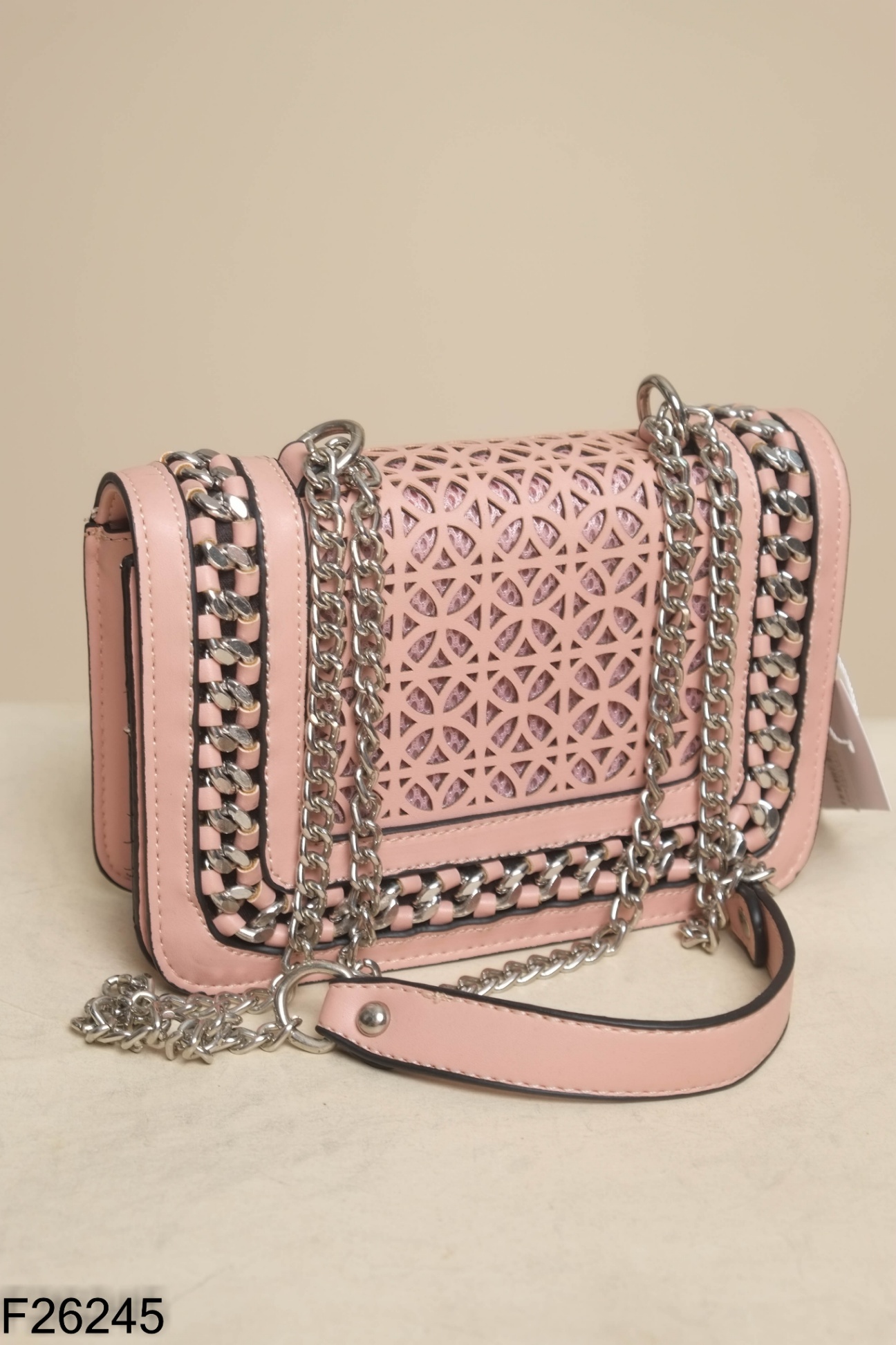 Túi ZARA hồng phối lưới