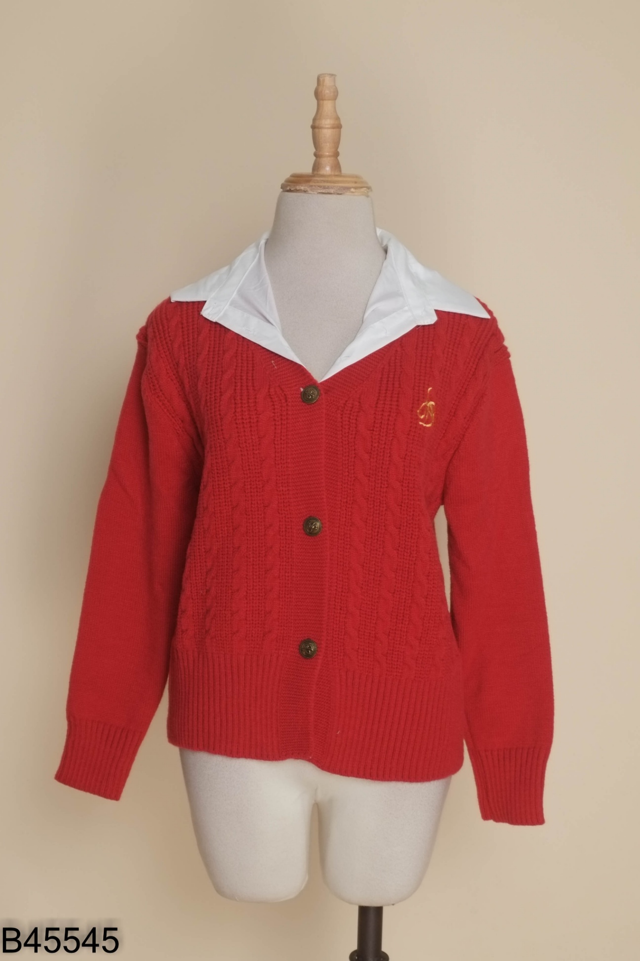 Áo len đỏ cổ sơ mi new