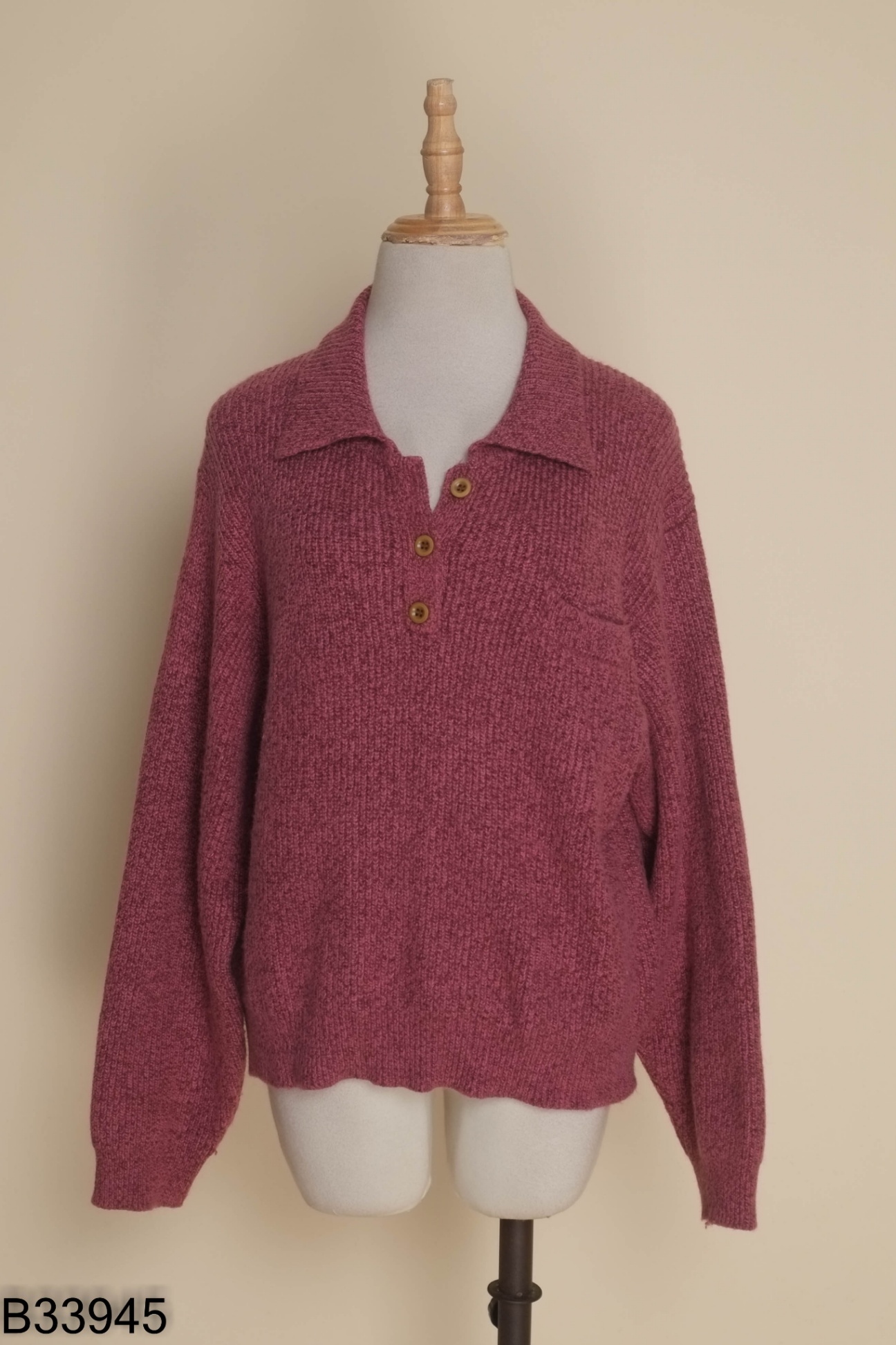 Áo len tím cổ bẻ