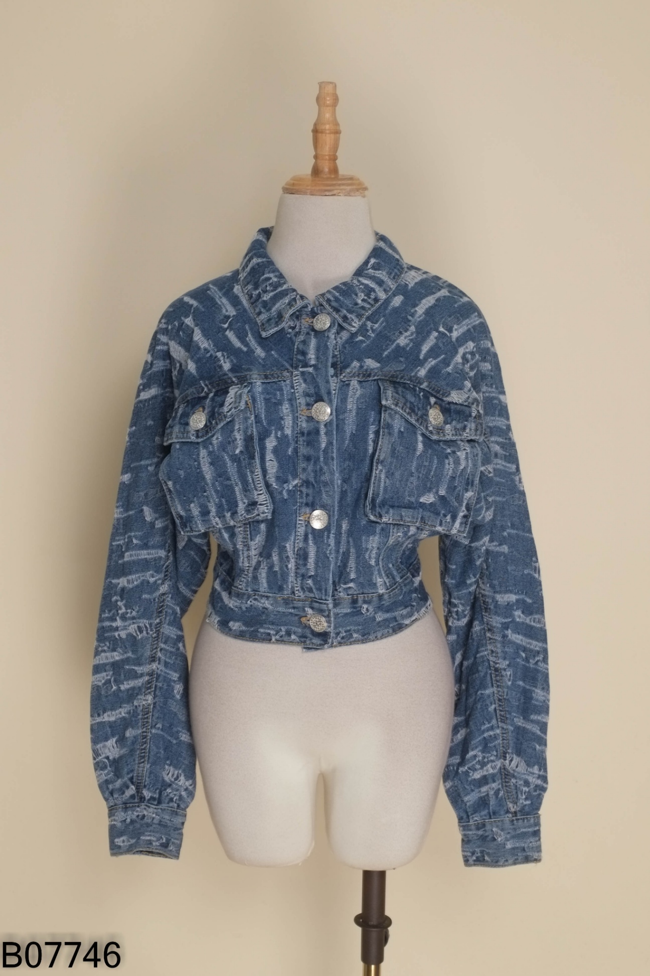 Áo khoác croptop jean xanh