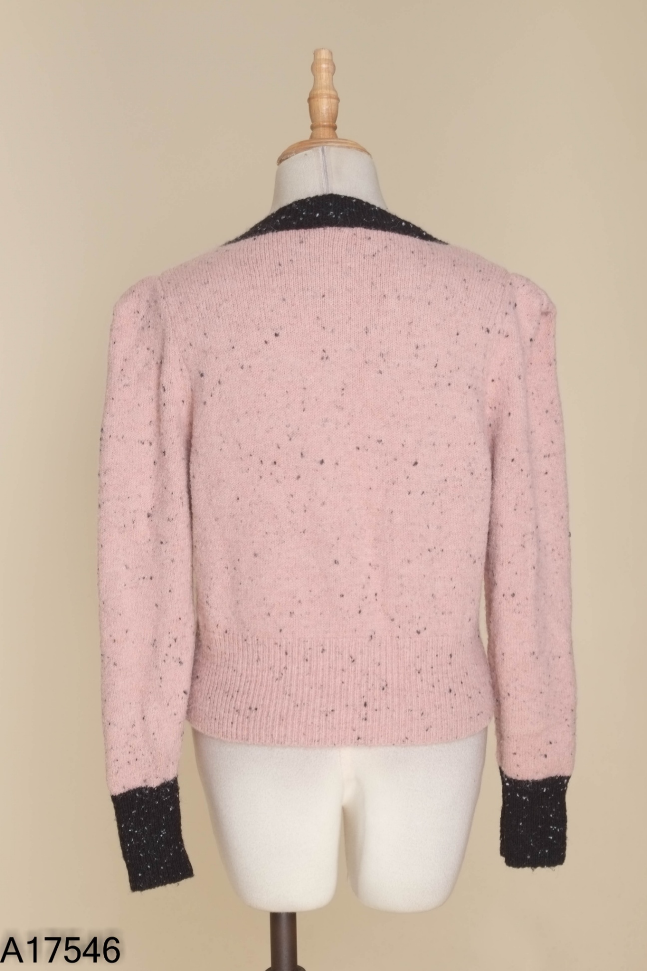 Áo len cardigans hồng mix đen