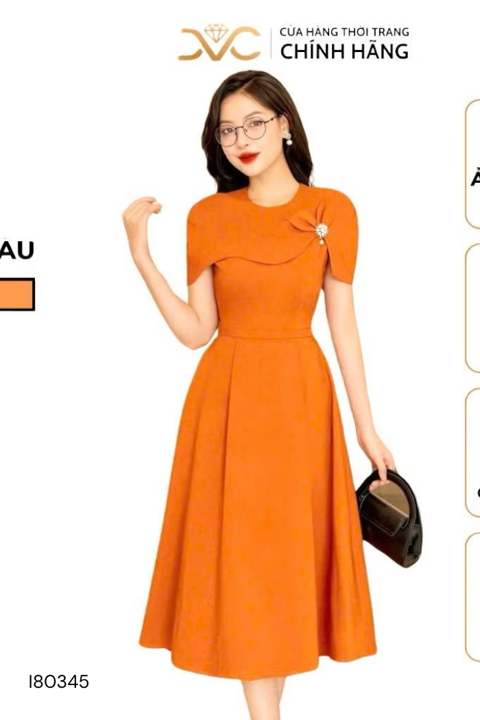 Váy cam choàng vai new
