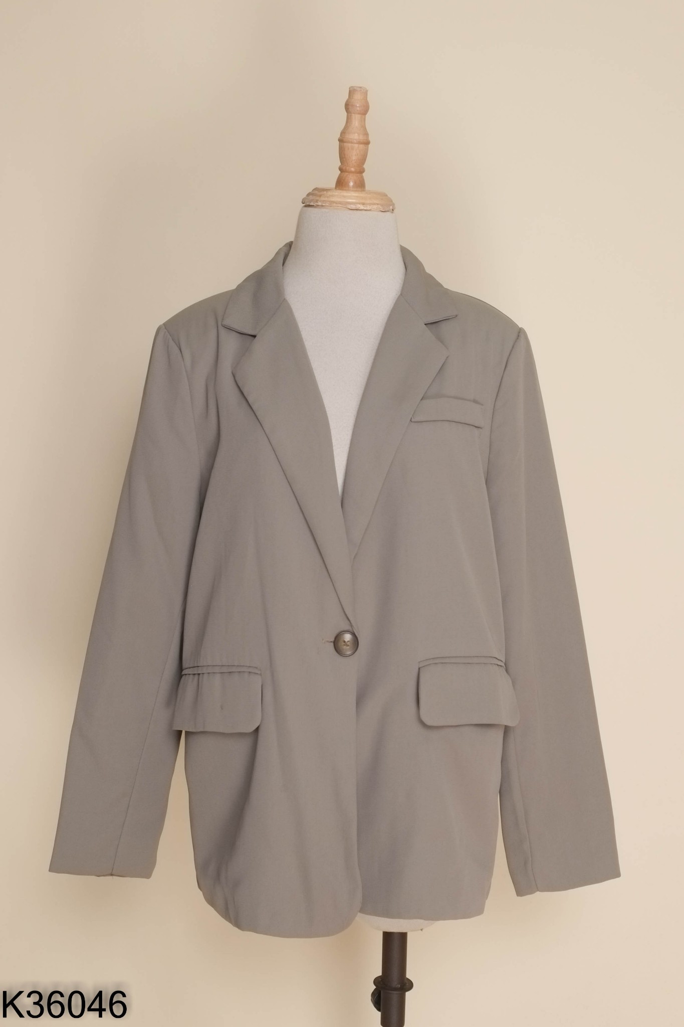 Áo blazer ghi be 1 cúc