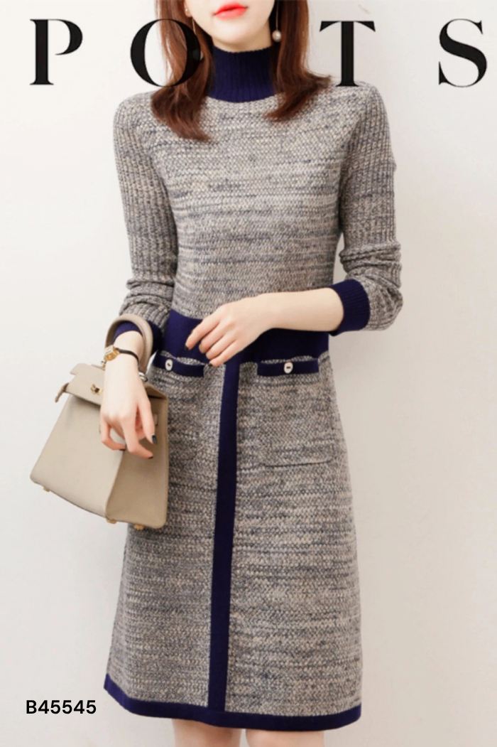 Váy len xanh nâu có túi