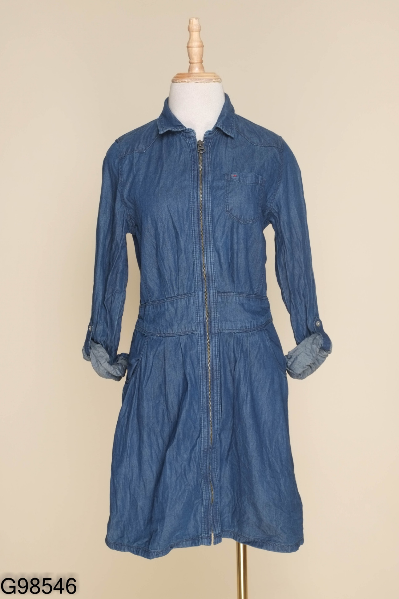 Váy xanh bò ngắn kéo khóa