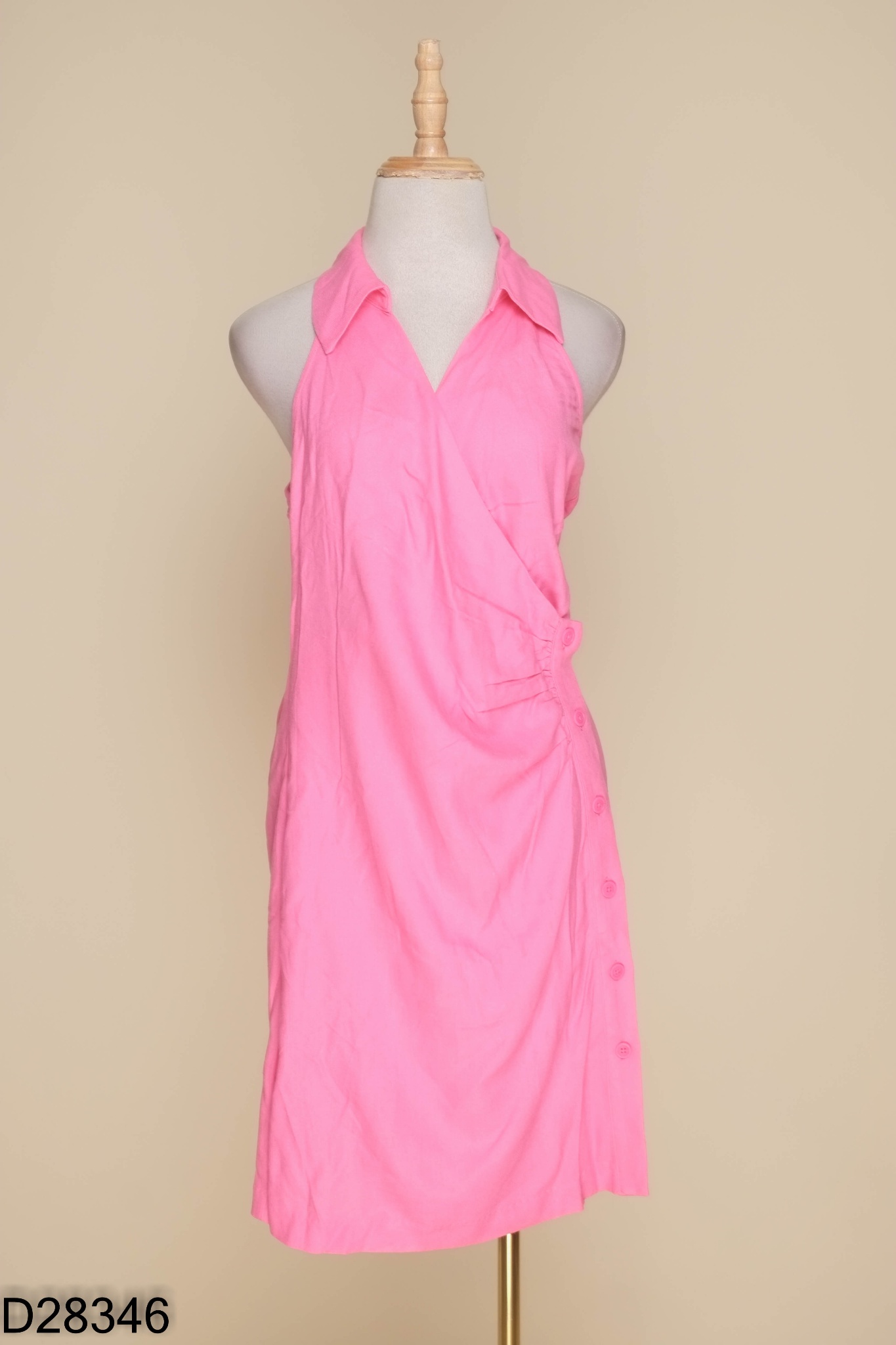 NEWTAG Váy linen MANGO phối cổ sơ mi