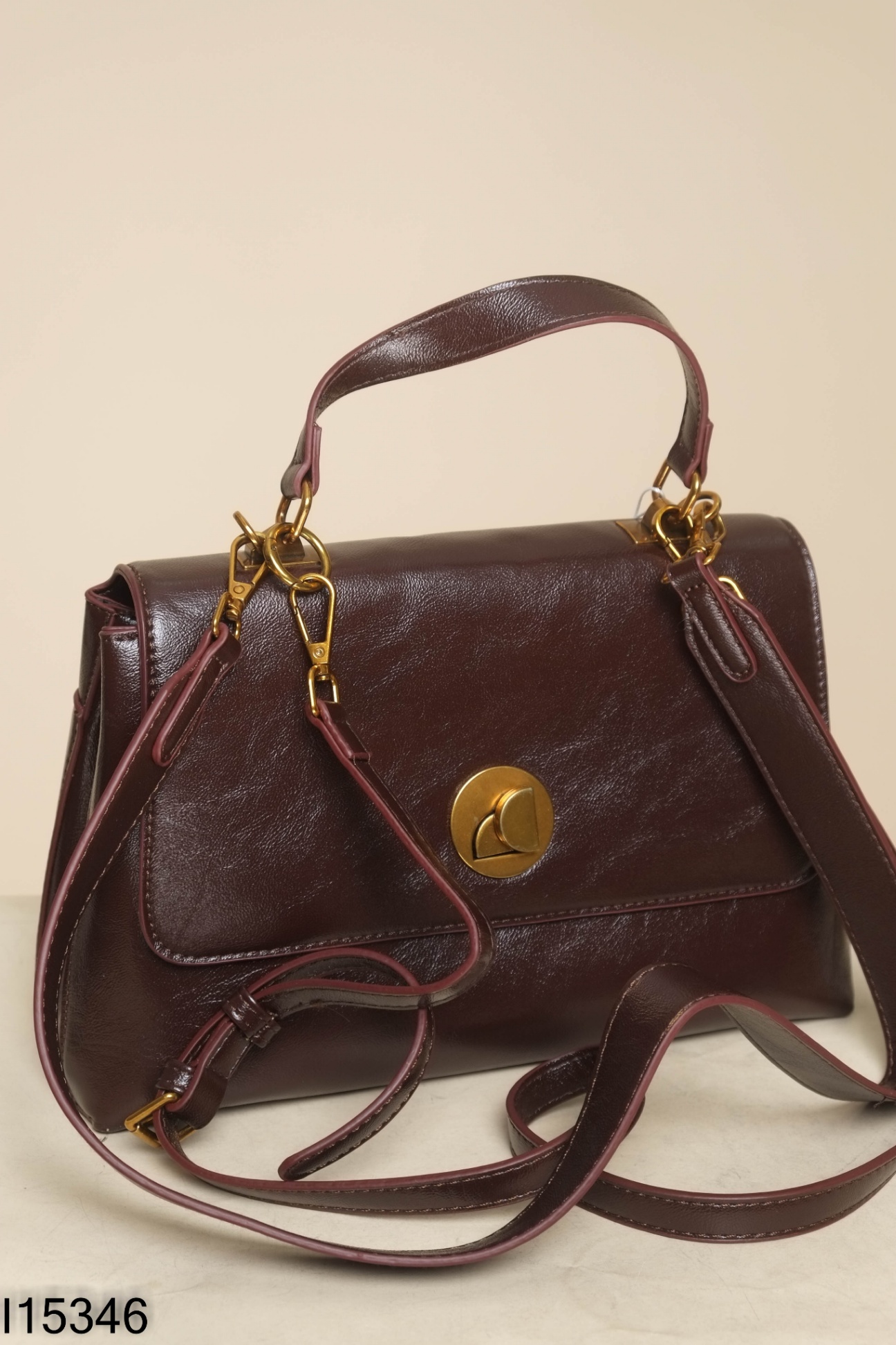 Túi da nâu khóa vàng (khóa trầy nhẹ)