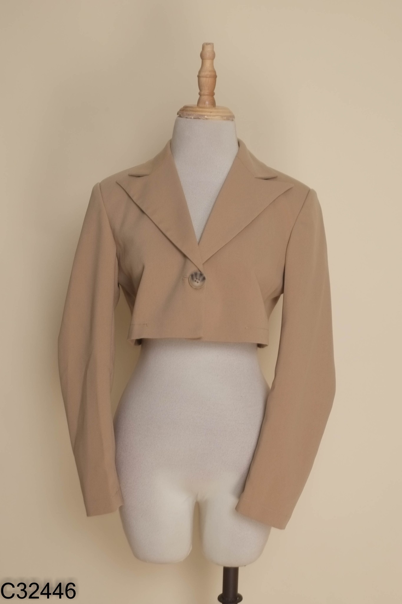 Áo khoác vest nâu dáng ngắn