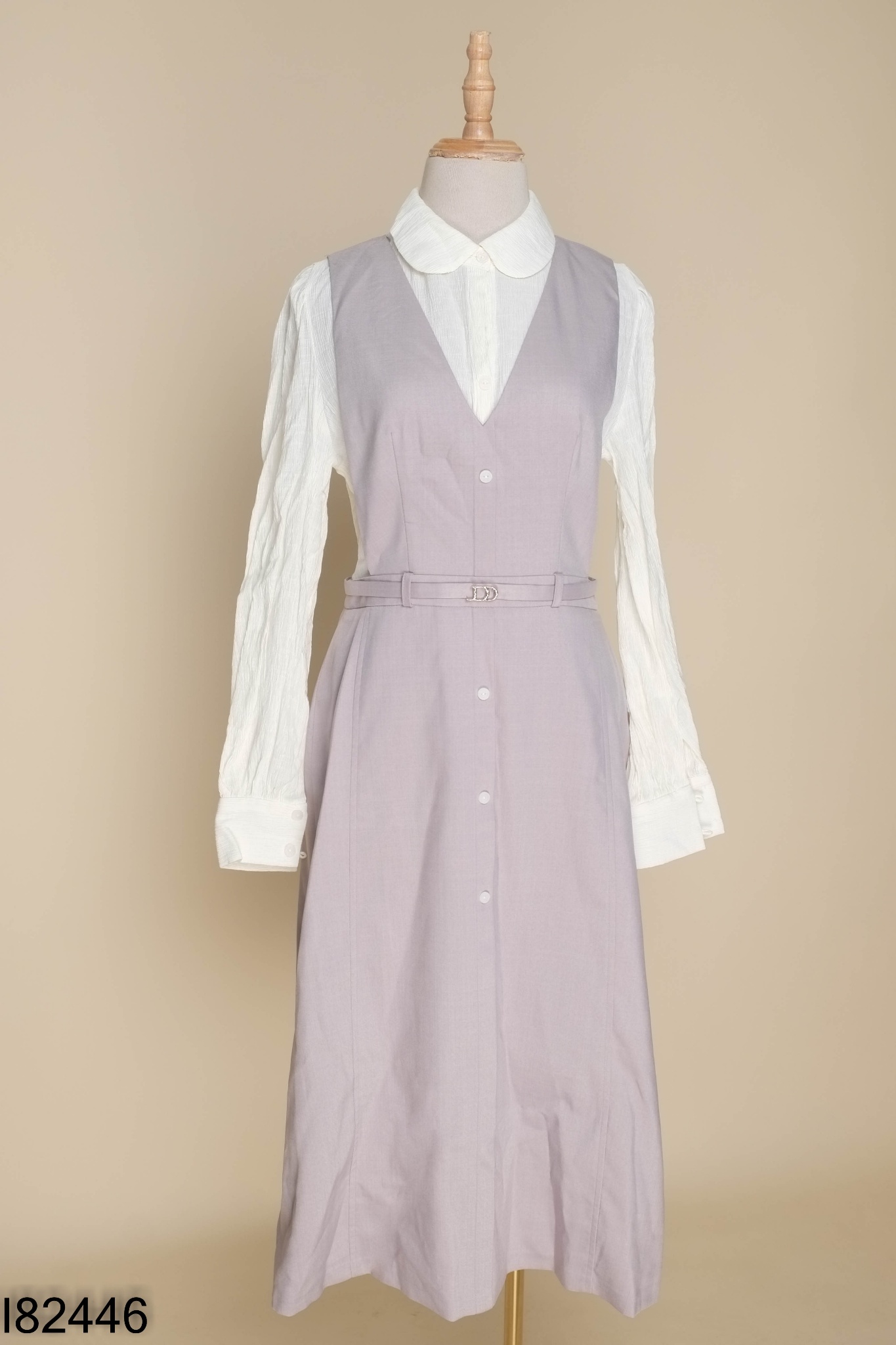 Váy xám JM DESIGN phối áo be