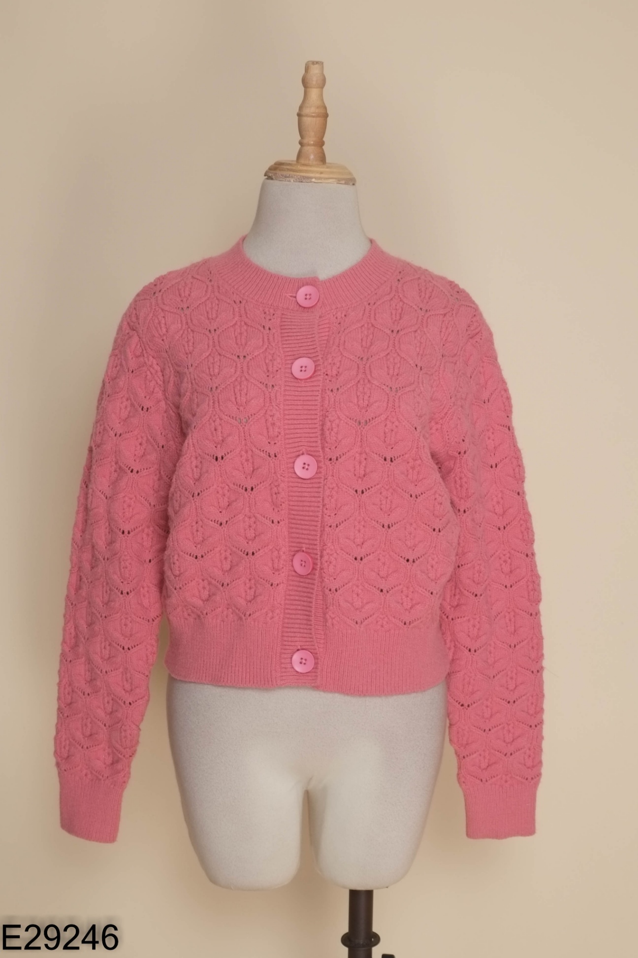 Áo len cardigan hồng