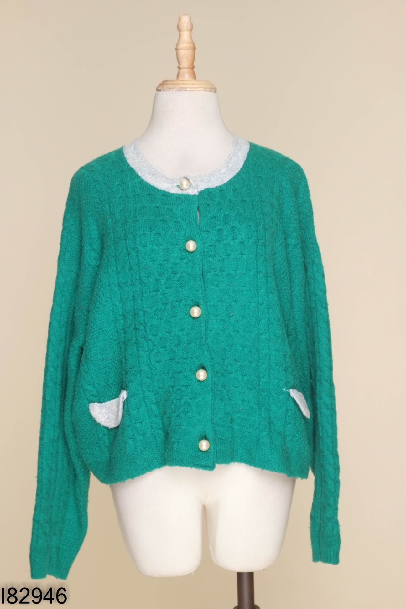 Áo len xanh mix xám