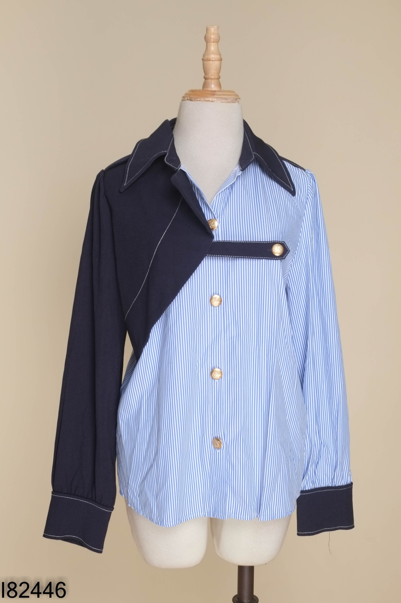 Áo sơ mi LAVISH xanh than phối sọc