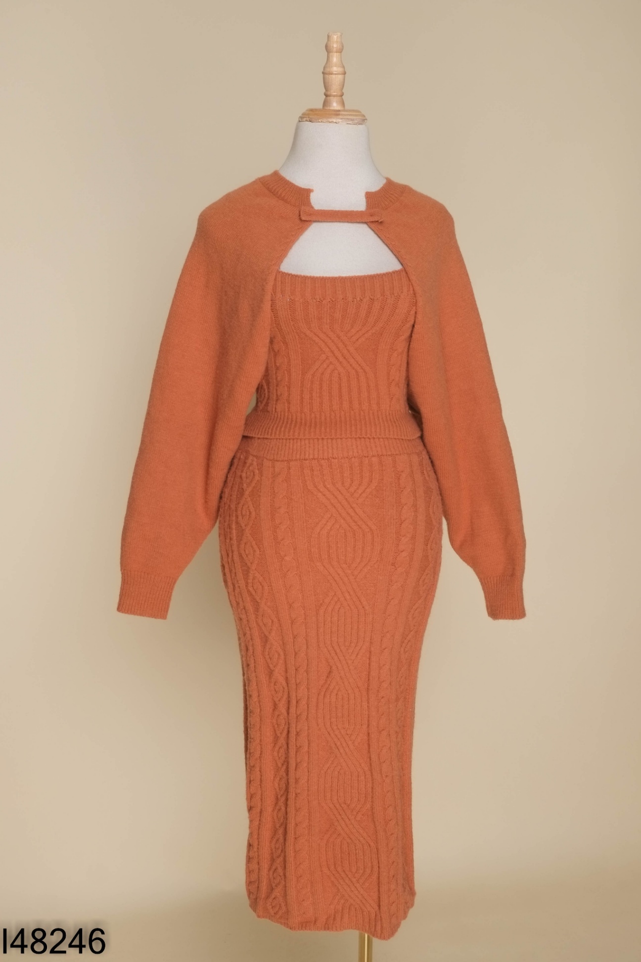 Set 3 món Áo len cam đất + áo 2s len + chân váy