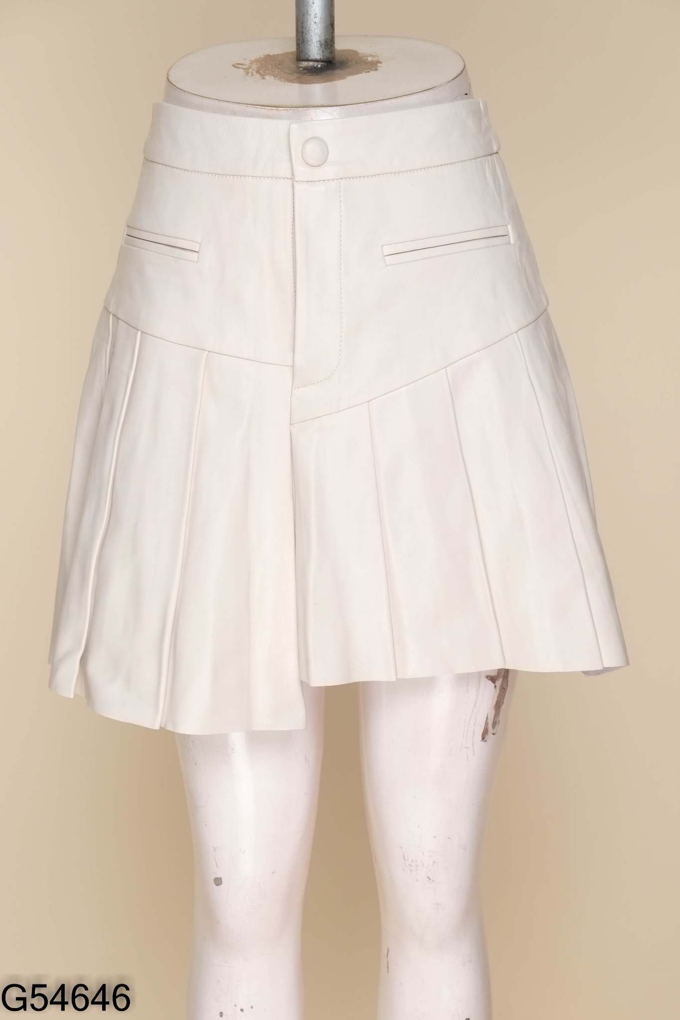 Chân váy da be xếp ly