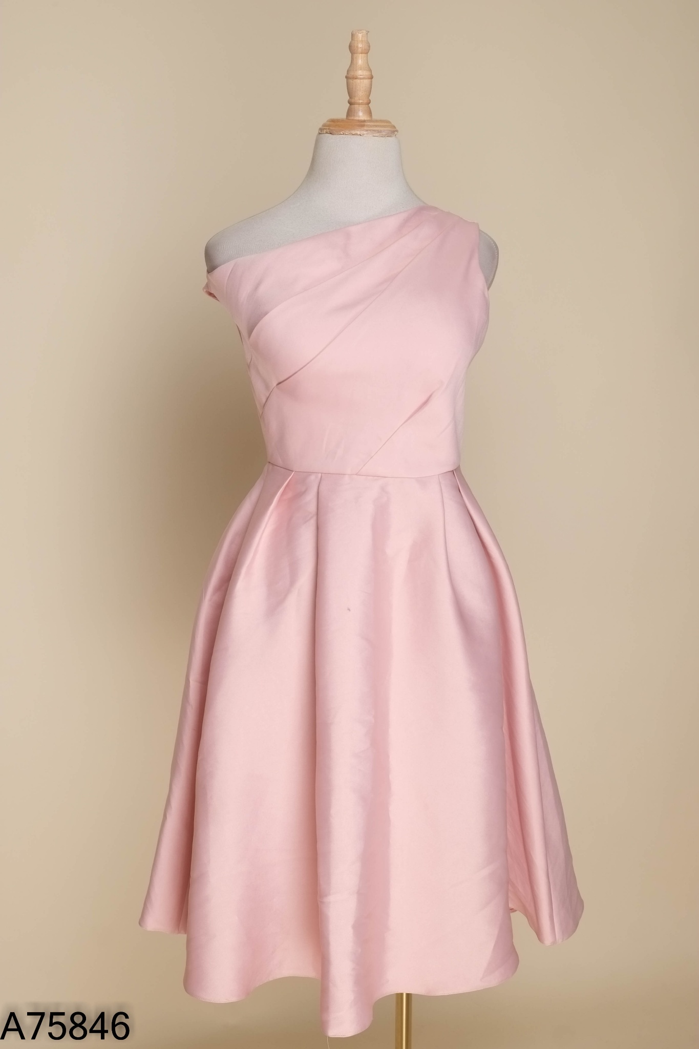 NEWTAG Váy taffta EVA DE EVA hồng lệch vai