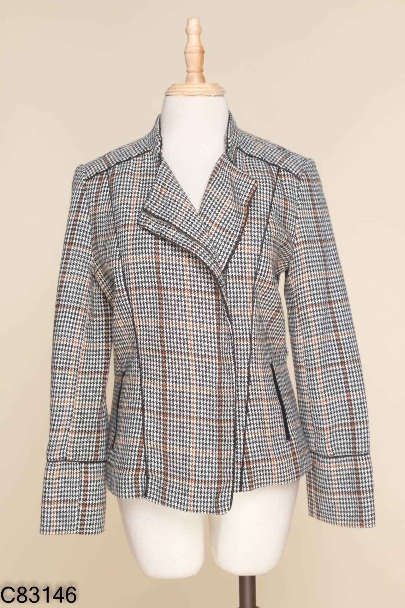 Áo dạ NEMNEW 6 cổ vest đen nâu