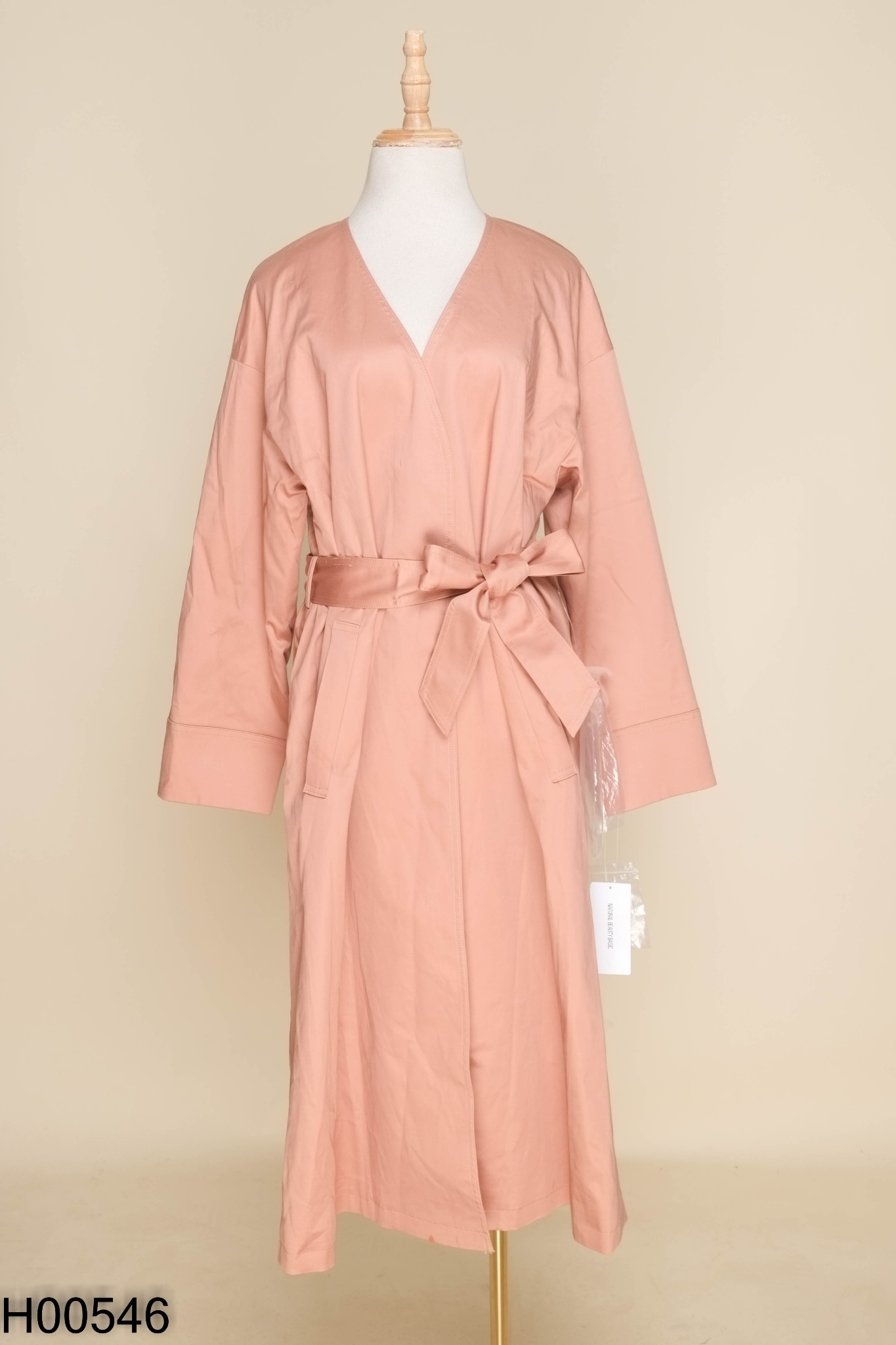 NEWTAG Áo khoác hồng dài kèm đai