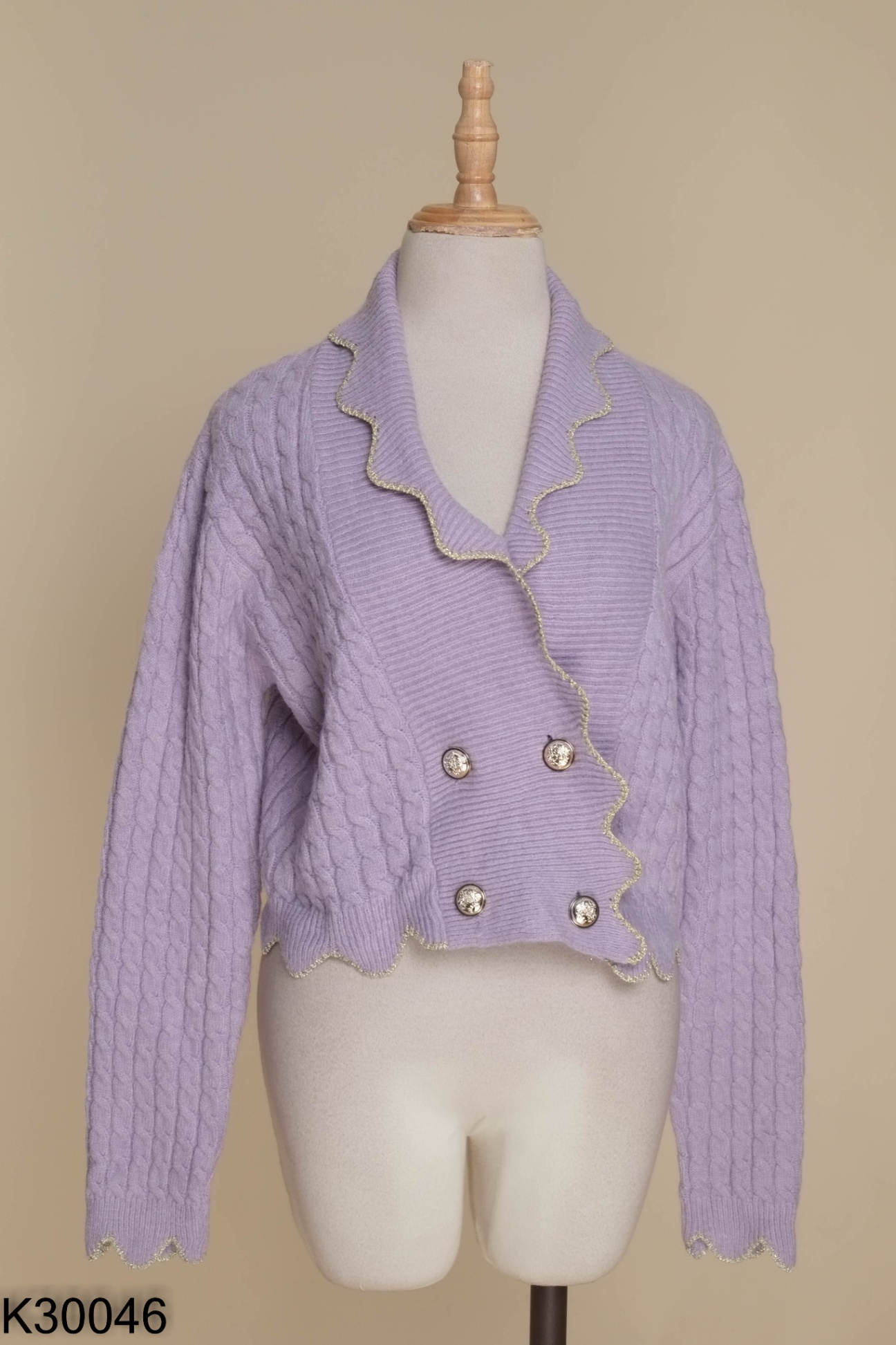 Áo len tím cổ bèo crotop