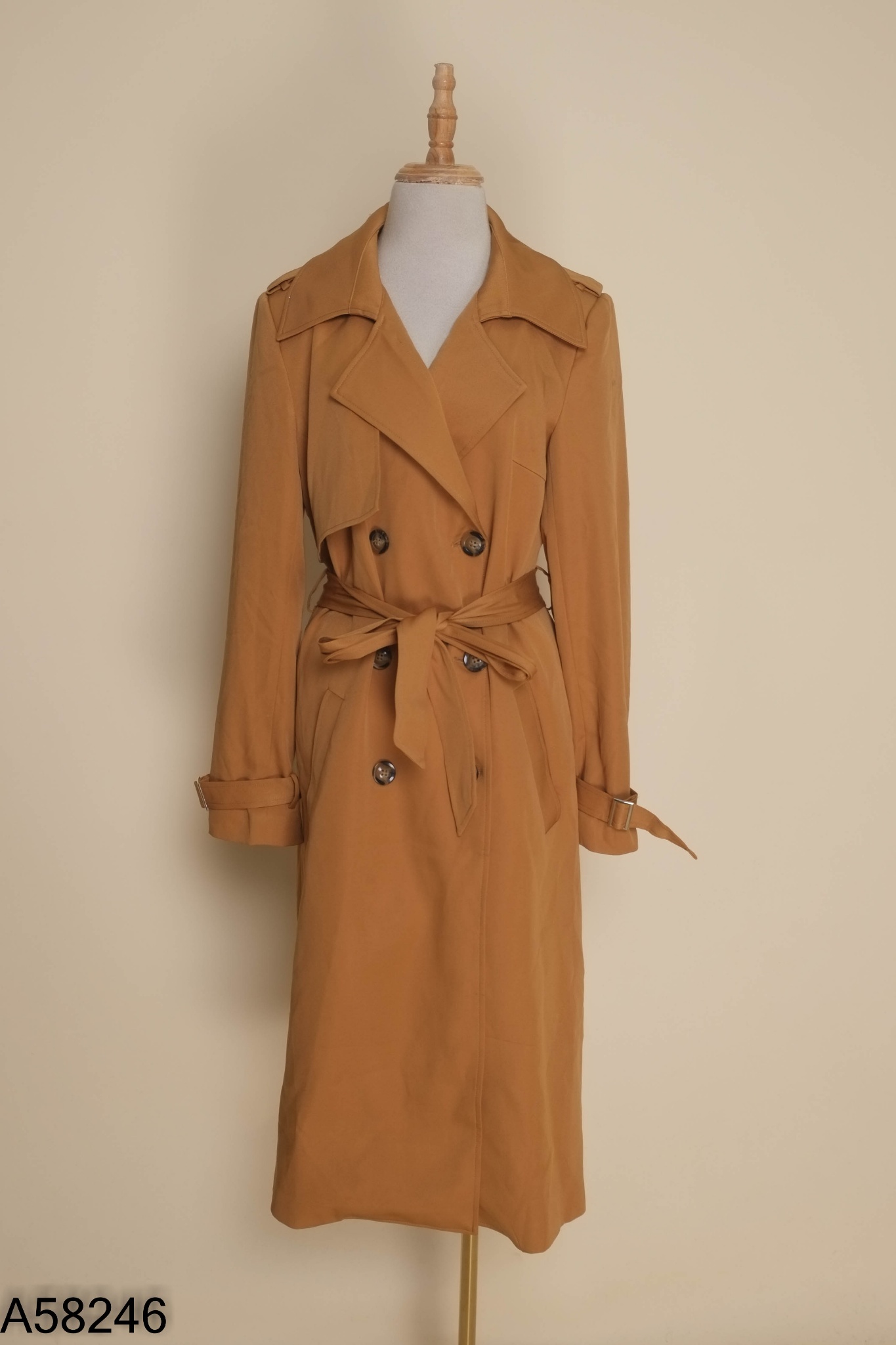 Áo khoác nâu CARDINA dài kèm đai