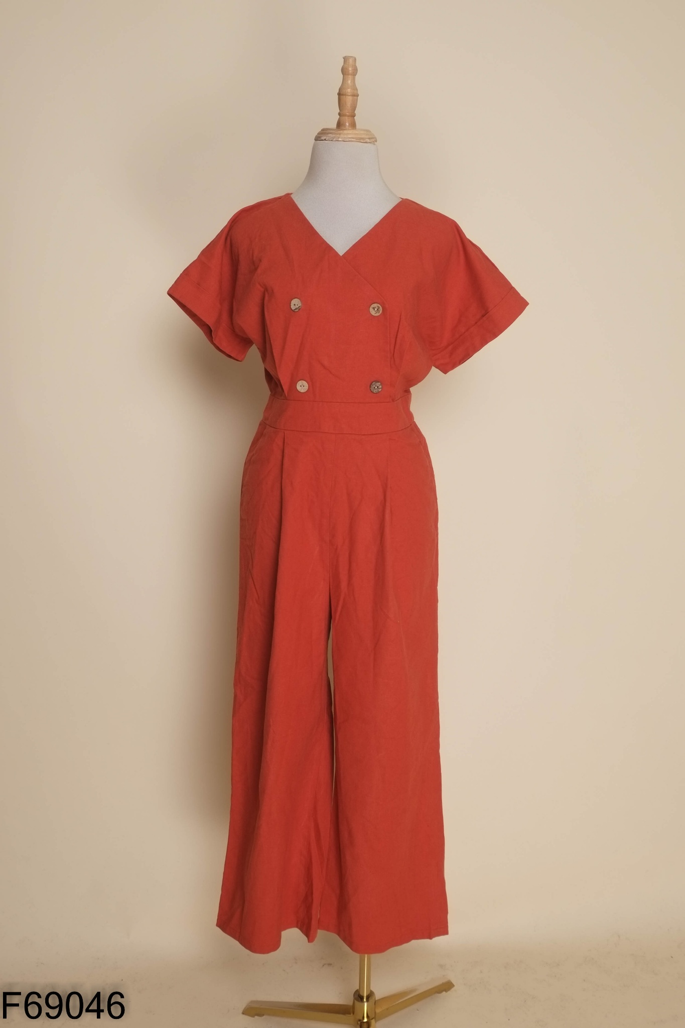 Jumpsuits linen CARDINA cam phối cúc