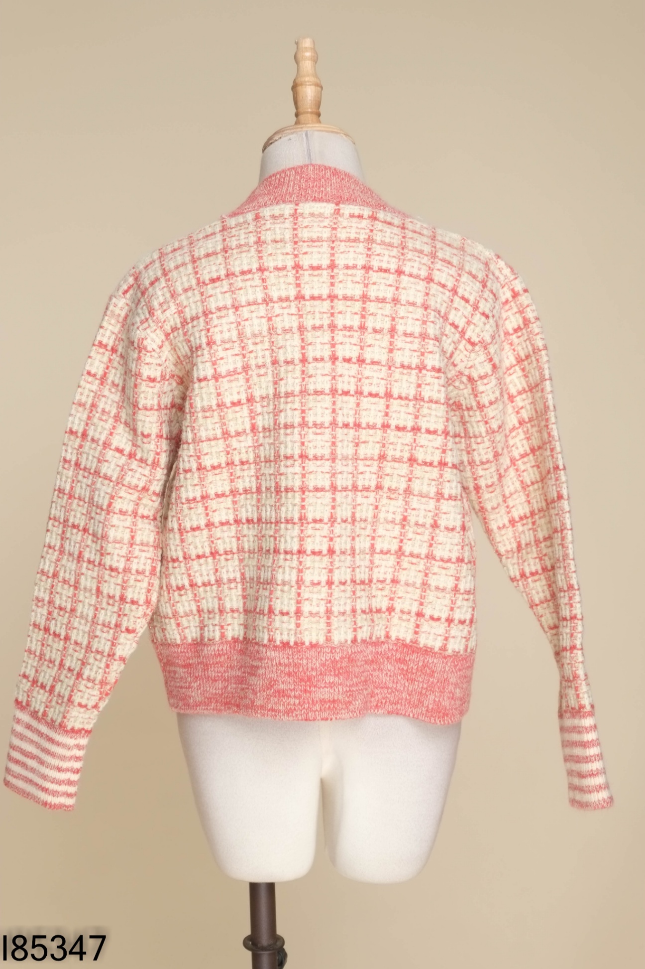 Áo len cardigan hồng mix be