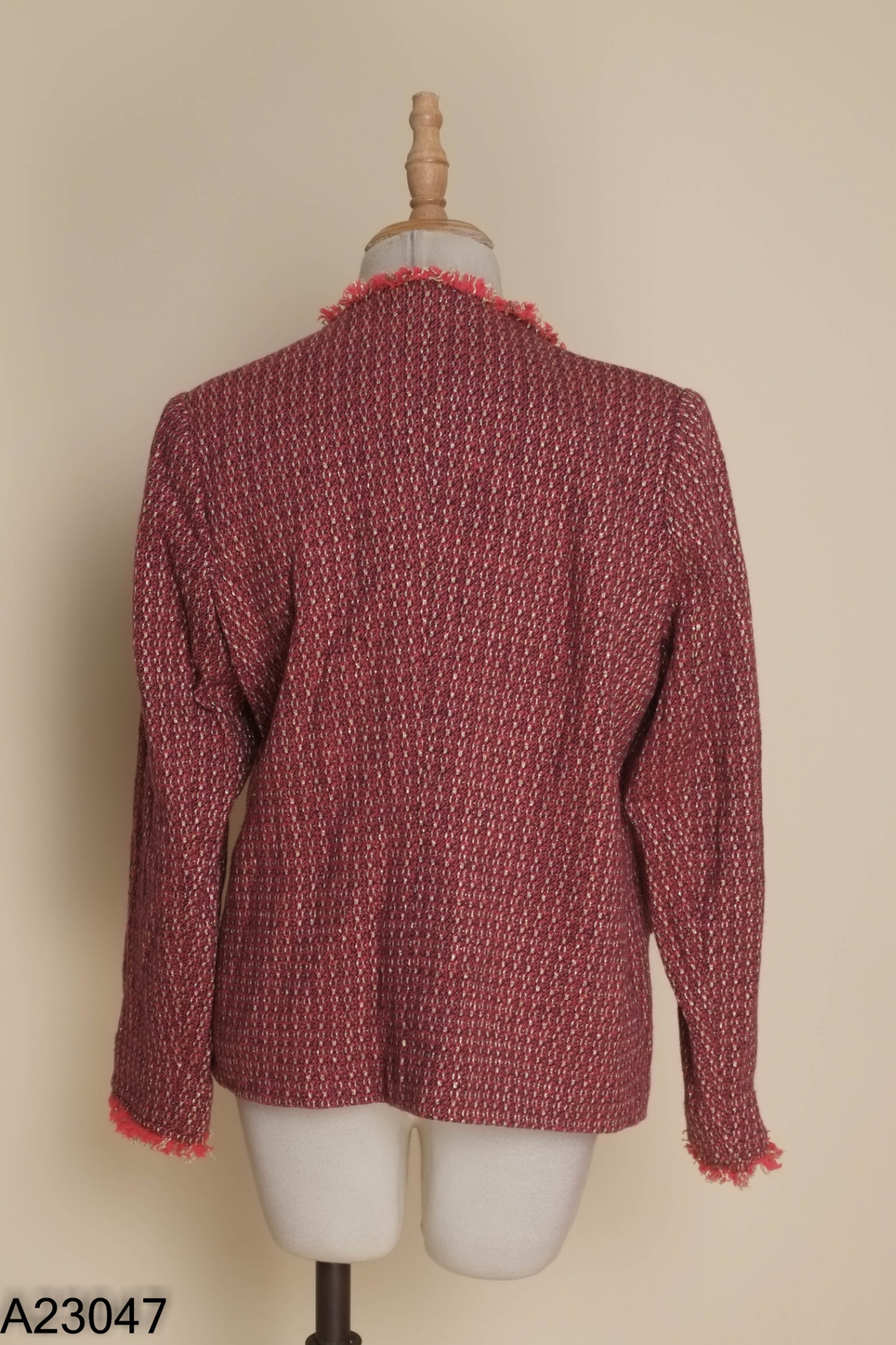 Áo khoác dạ tweed đỏ tím