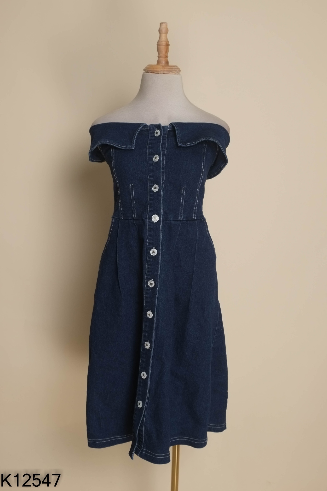 Váy trễ vai jeans xanh