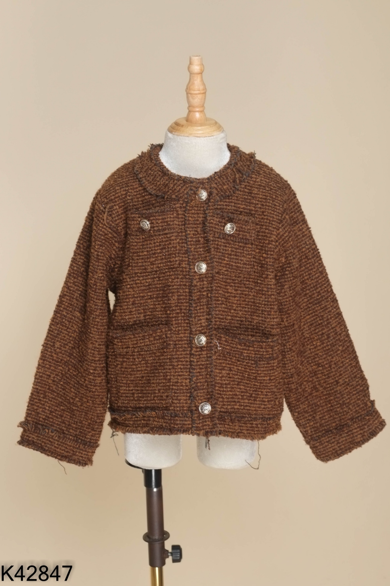 Áo dạ tweed nâu kid