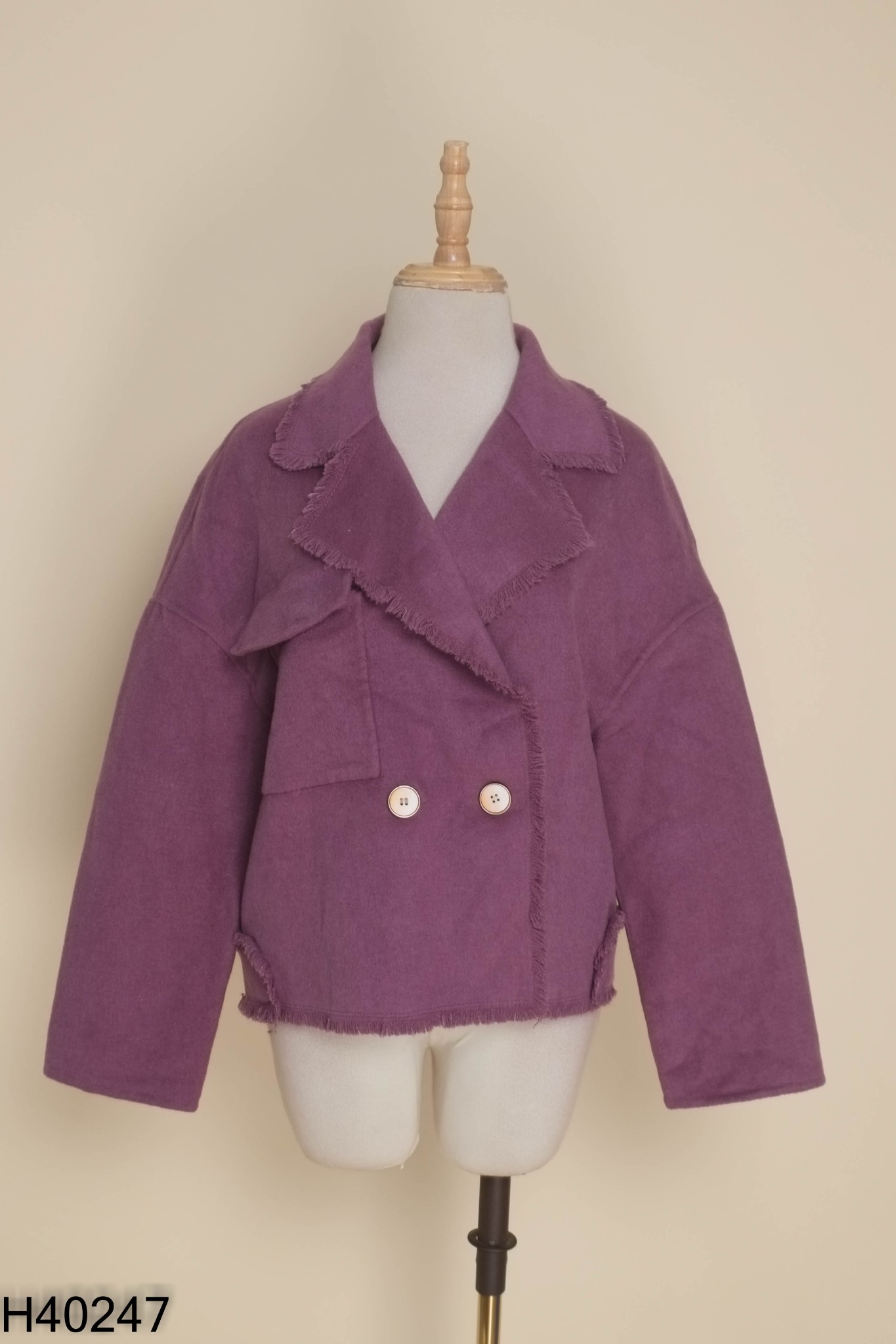 Áo khoác dạ cổ vest tím